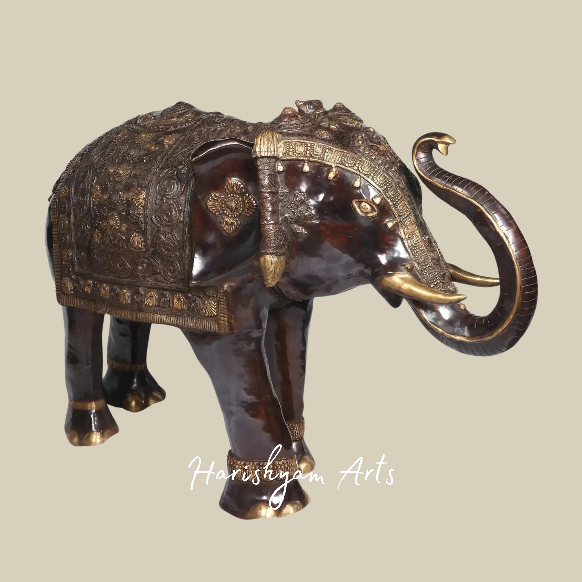 81" The Ornamental Maharaja Elephant Grand Brass Statue for Royal Interiors