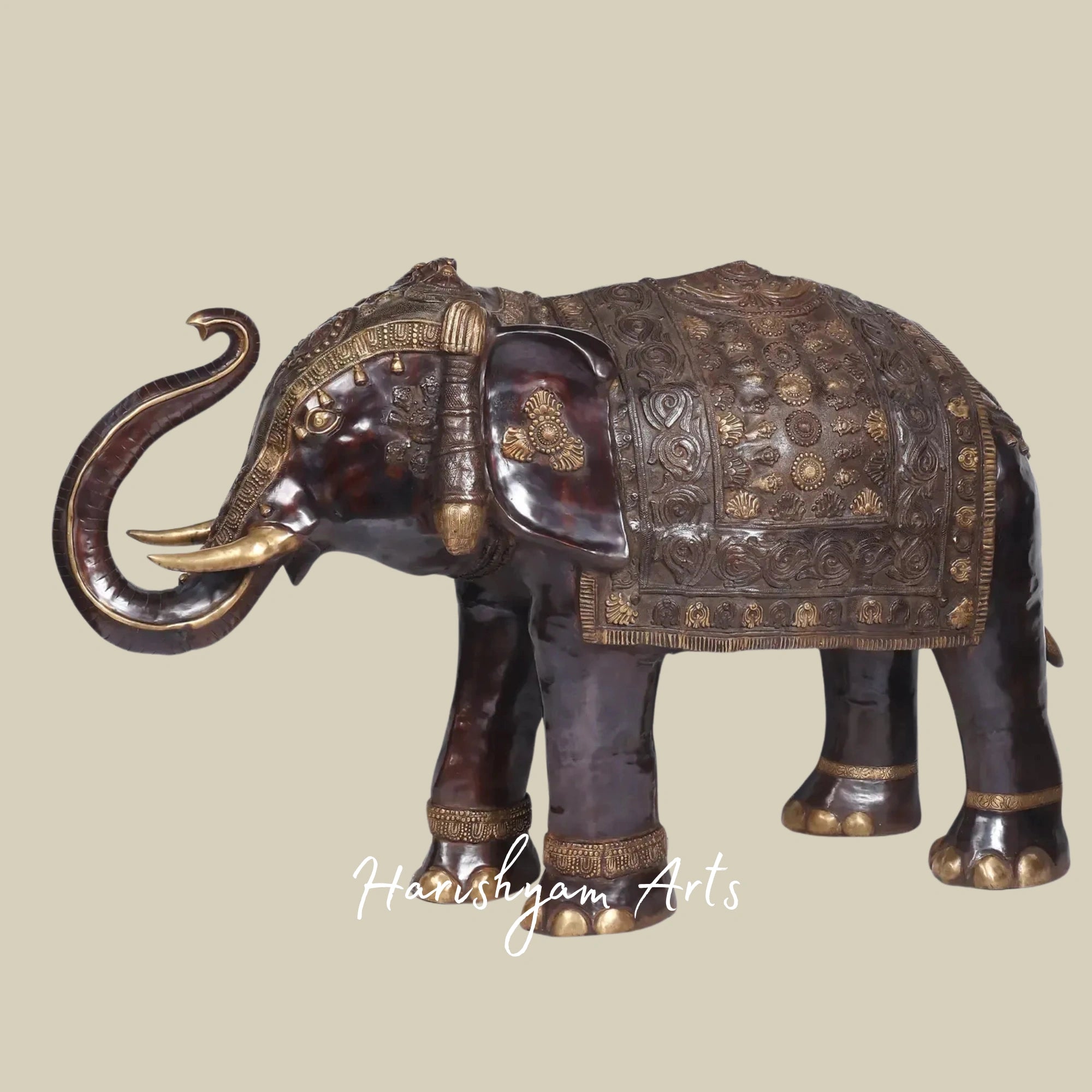 81" The Ornamental Maharaja Elephant Grand Brass Statue for Royal Interiors