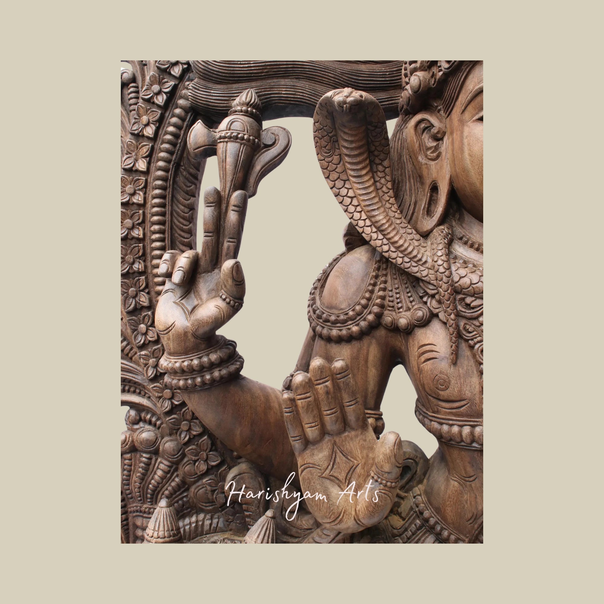 81" Uma-Maheshwara Large Wooden Shiva Parvati Seated on Nandi with Kirtimukha Arch Lord Shiva Wooden Statue for Temple3