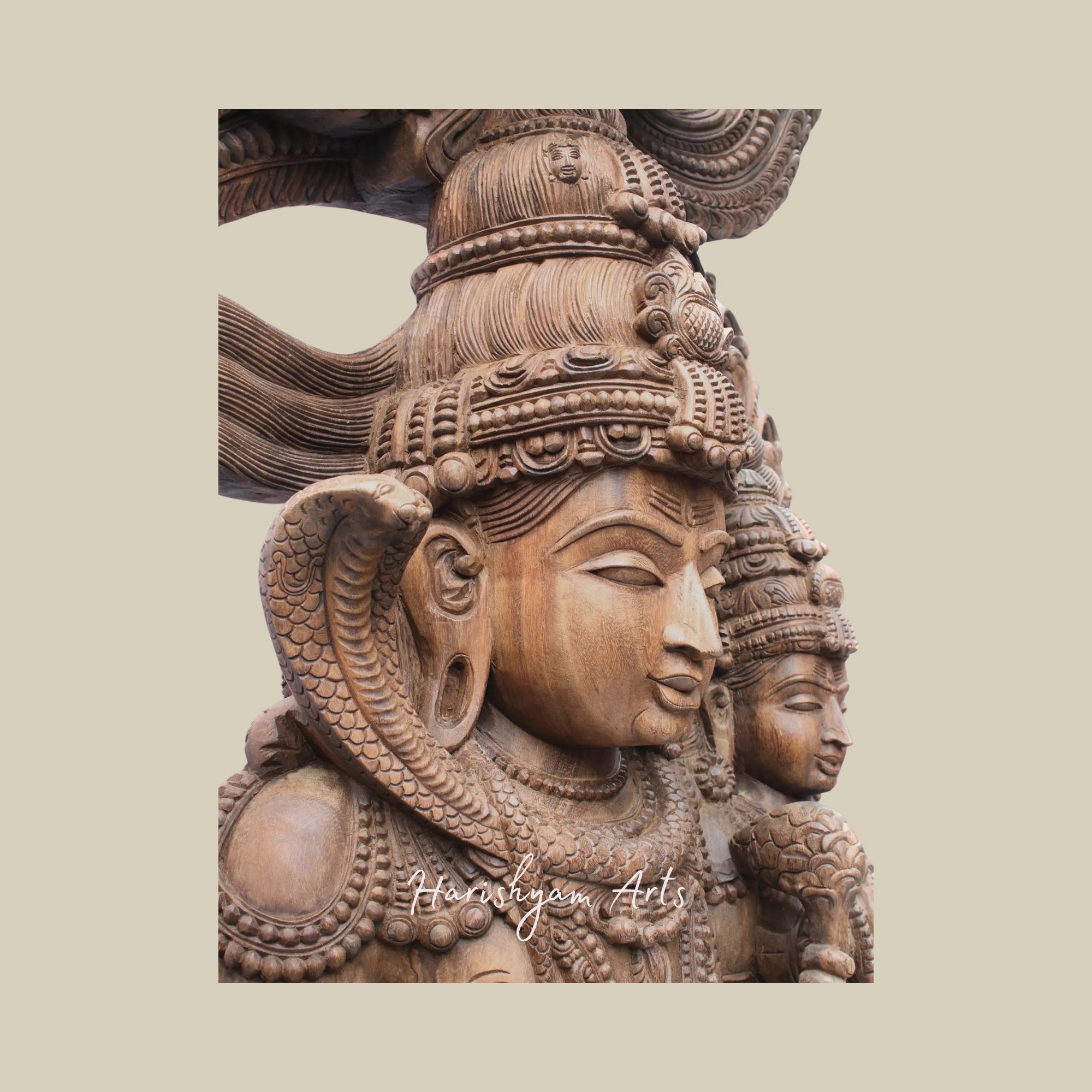 81" Uma-Maheshwara Large Wooden Shiva Parvati Seated on Nandi with Kirtimukha Arch Lord Shiva Wooden Statue for Temple6