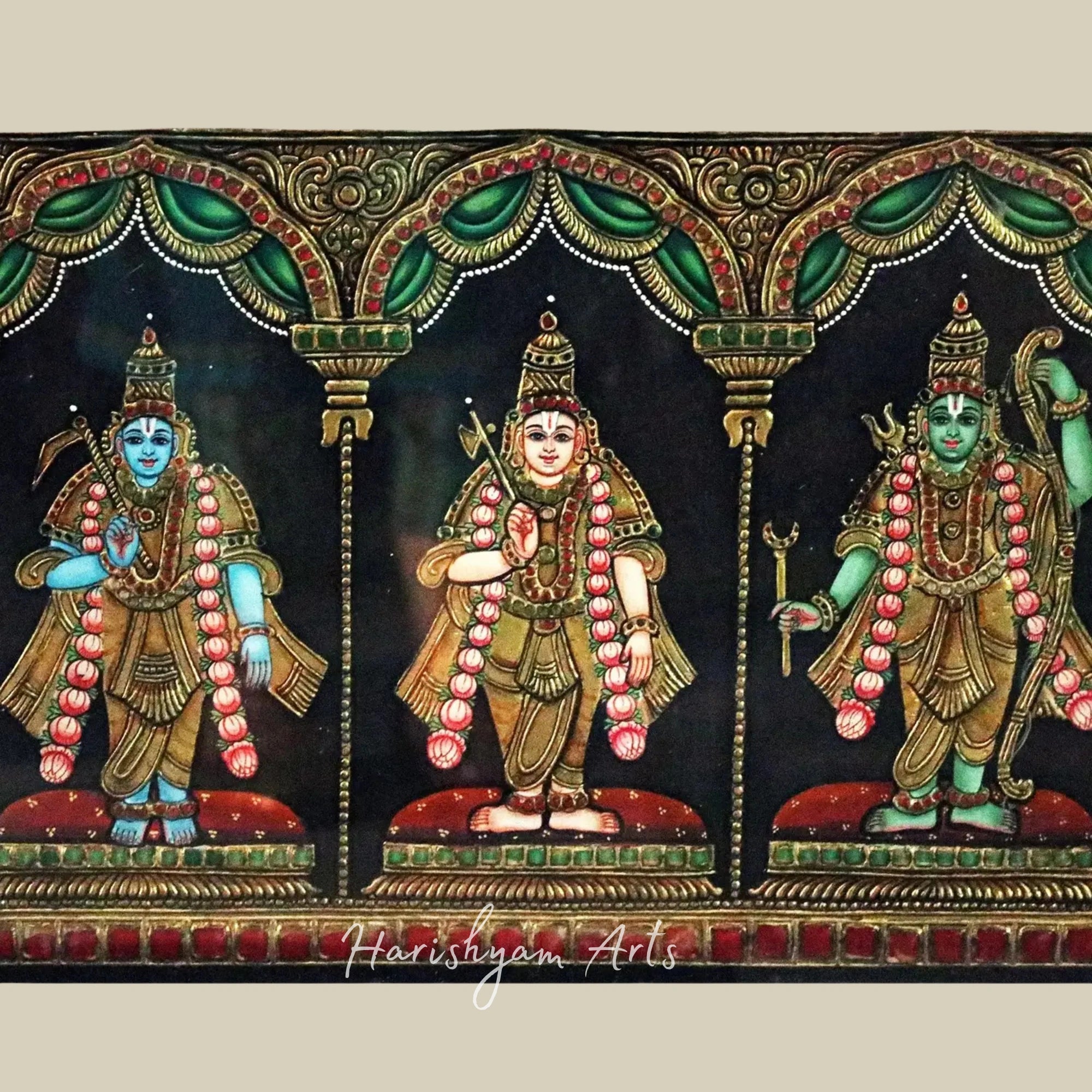 82" Sri Rama Pattabhishekam Tanjore Painting Depicting Coronation Ceremony