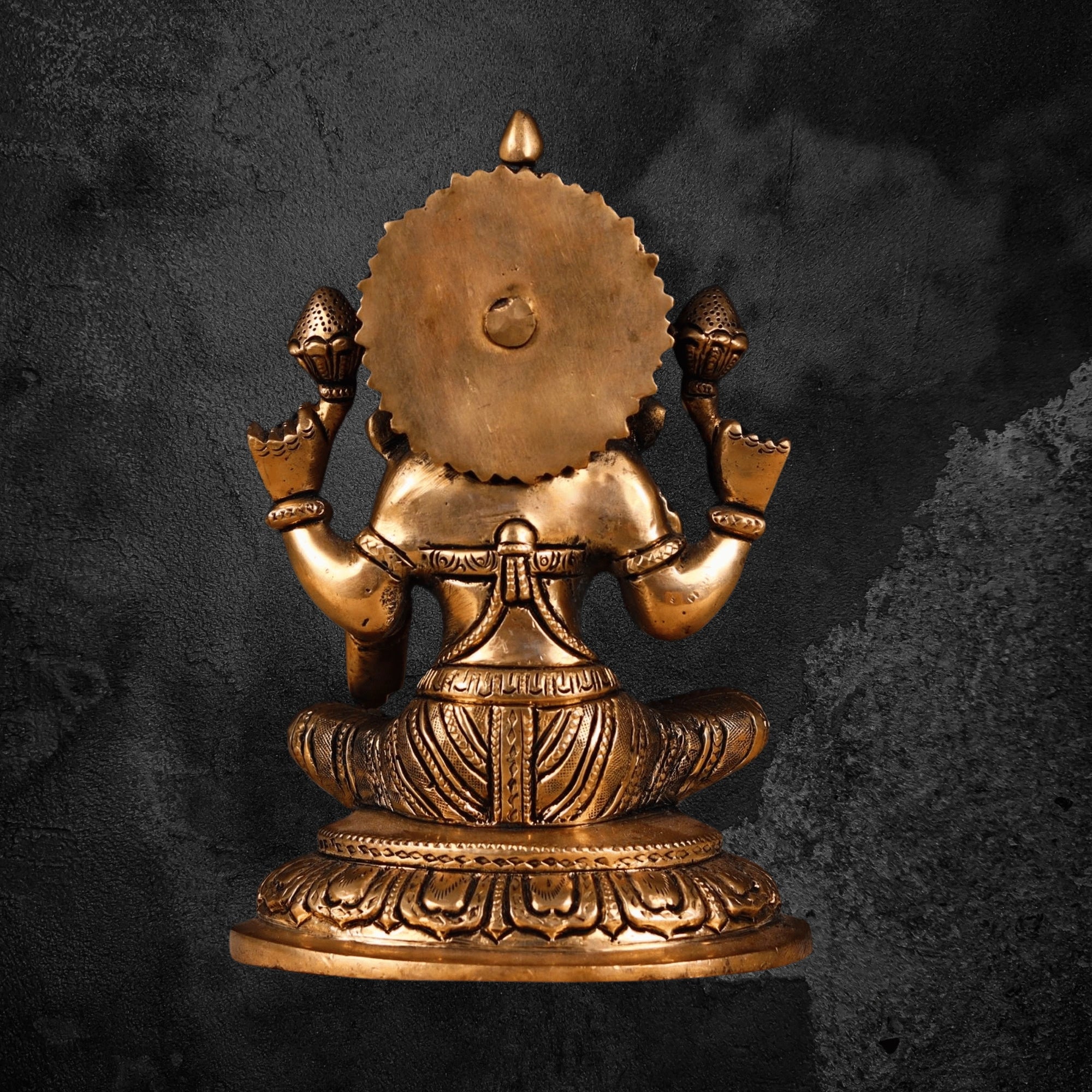 8" Antique Brass Laxmi Mata Idol with Intricate Handcrafted Details