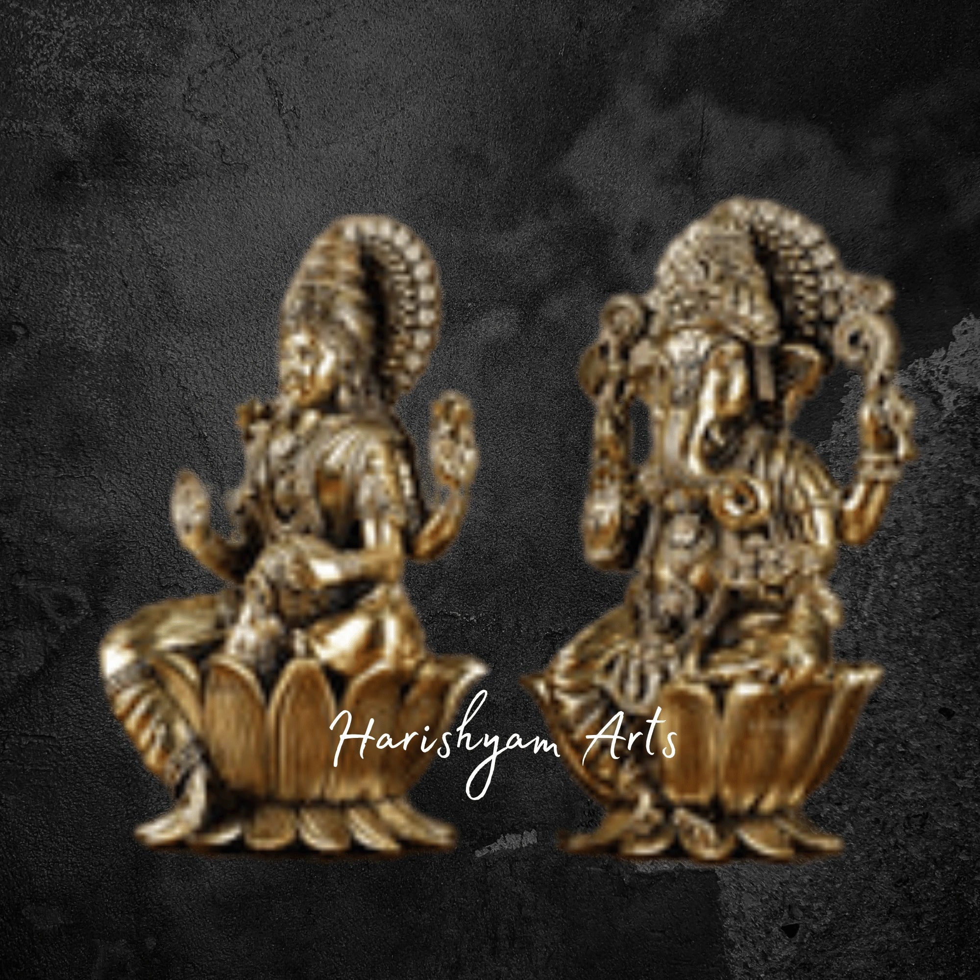 8" Brass Lakshmi Ganesh Murti for Home Decor