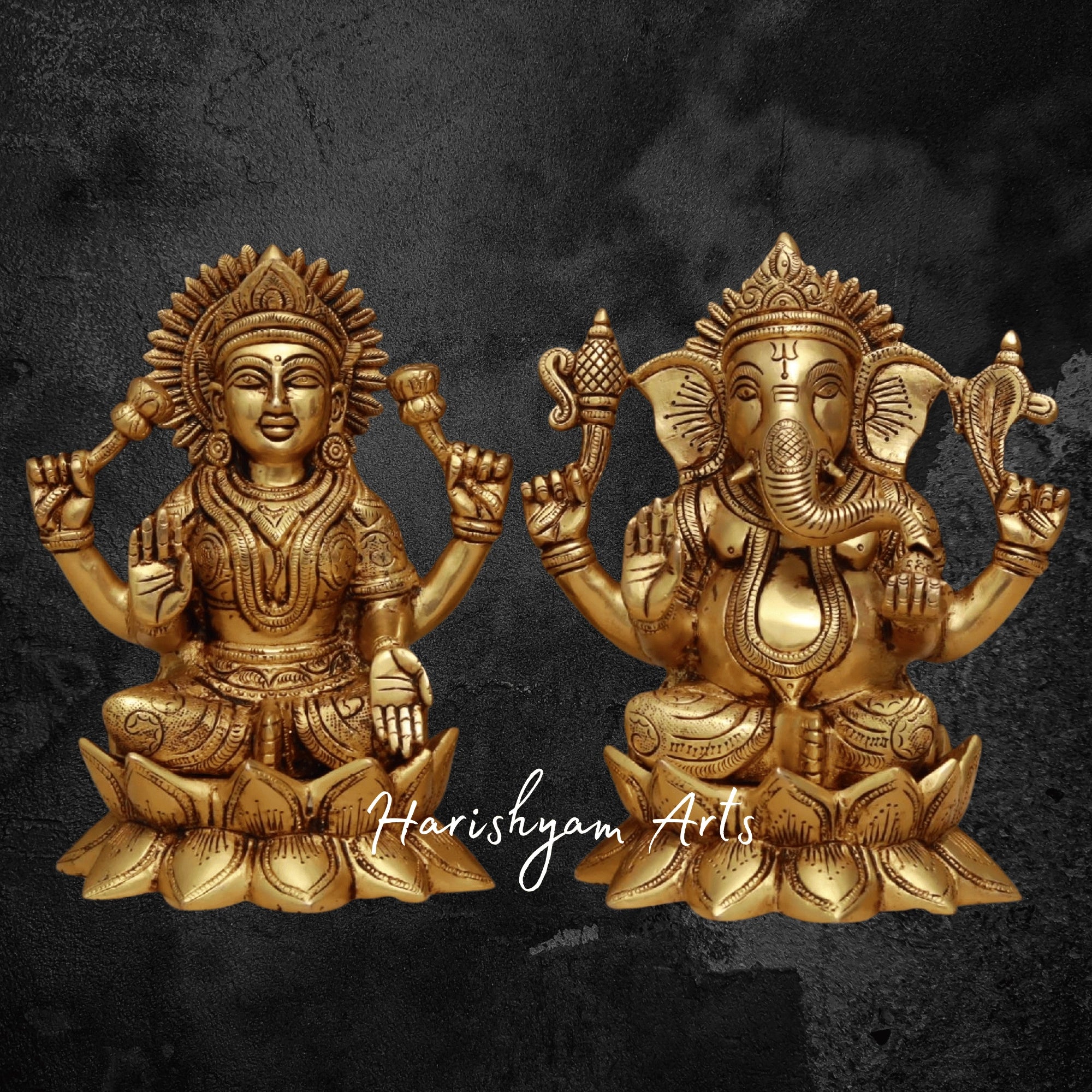 8" Brass Laxmi Ganesh for Office Desk and Home Mandir