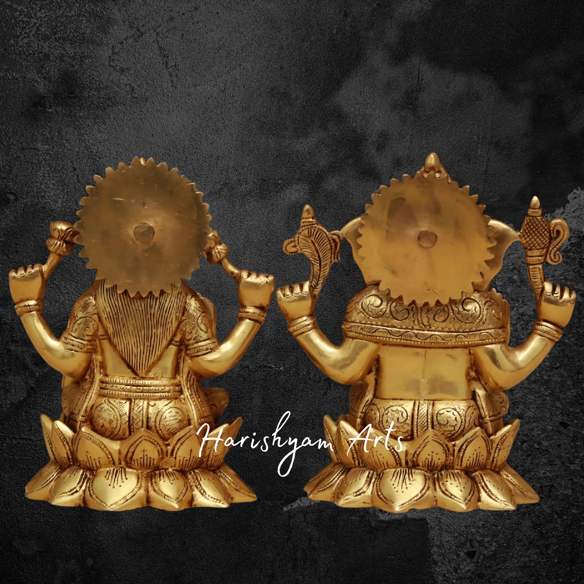 8" Brass Laxmi Ganesh for Office Desk and Home Mandir2