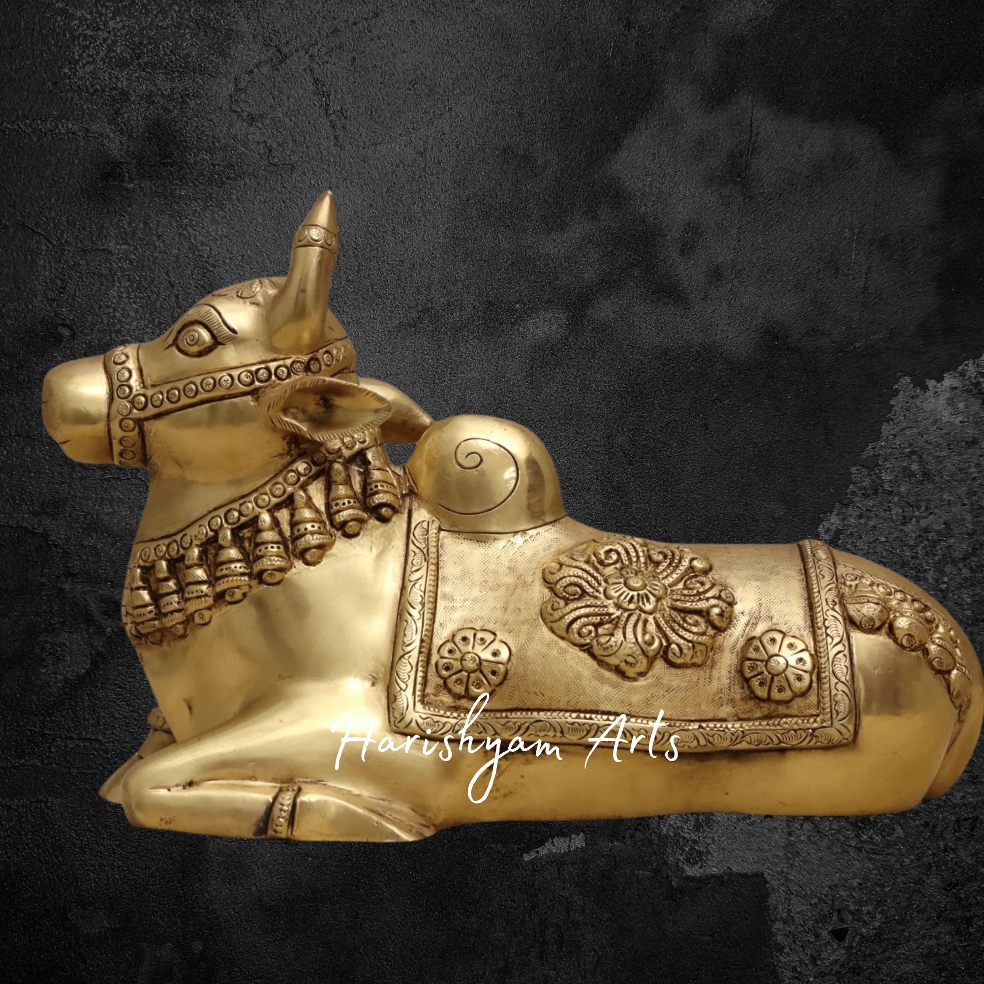 8" Classic Sitting Nandi Murti in Brass for Mandir and Spiritual Spaces