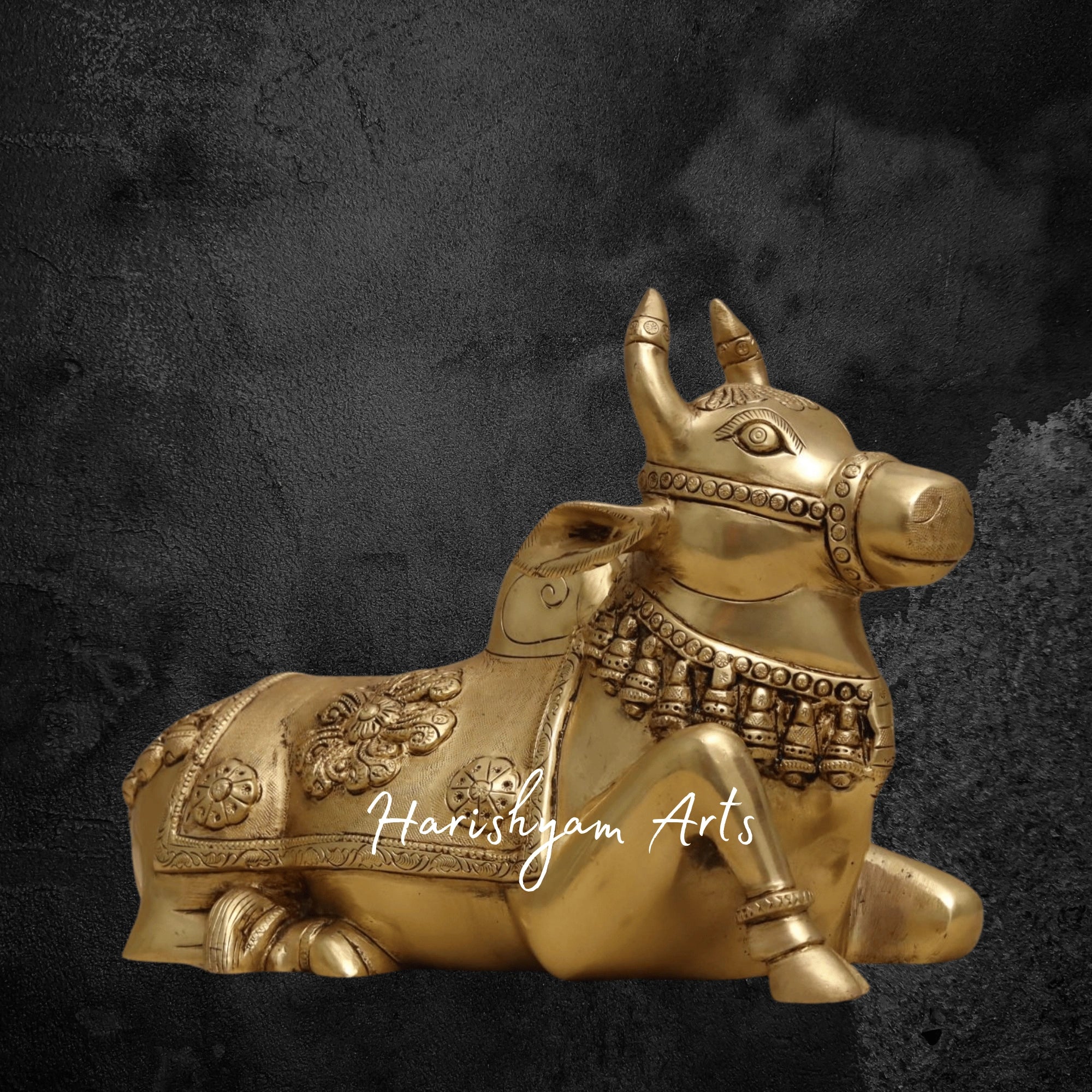 8" Classic Sitting Nandi Murti in Brass for Mandir and Spiritual Spaces