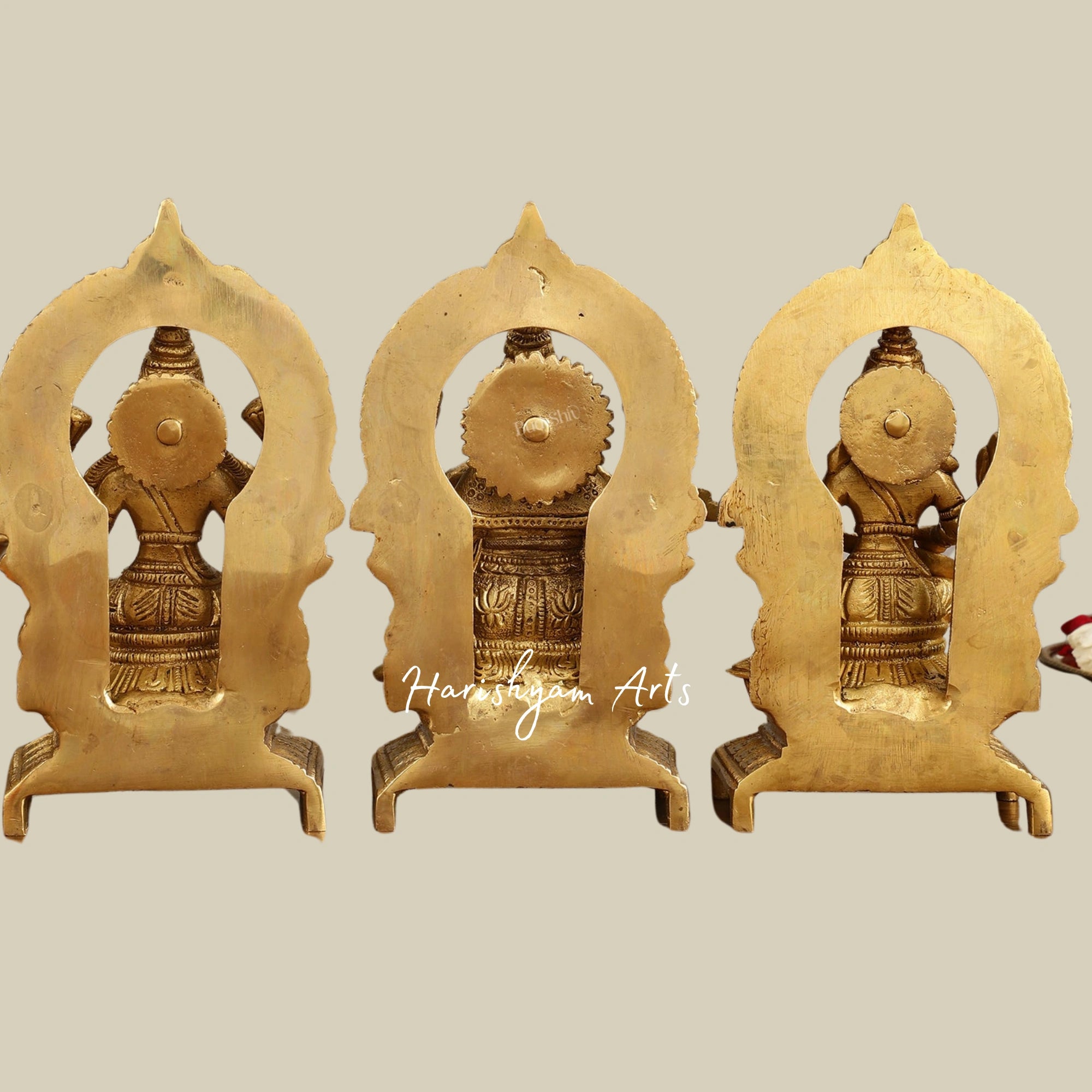 8" Elegant Brass Lakshmi Ganesha Saraswati Idols with Meenakari Work3