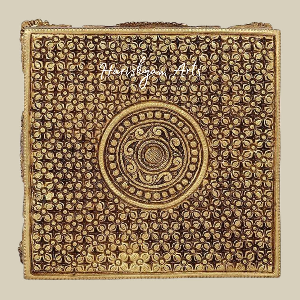 8" Flowers Carved Wooden Puja Chowki