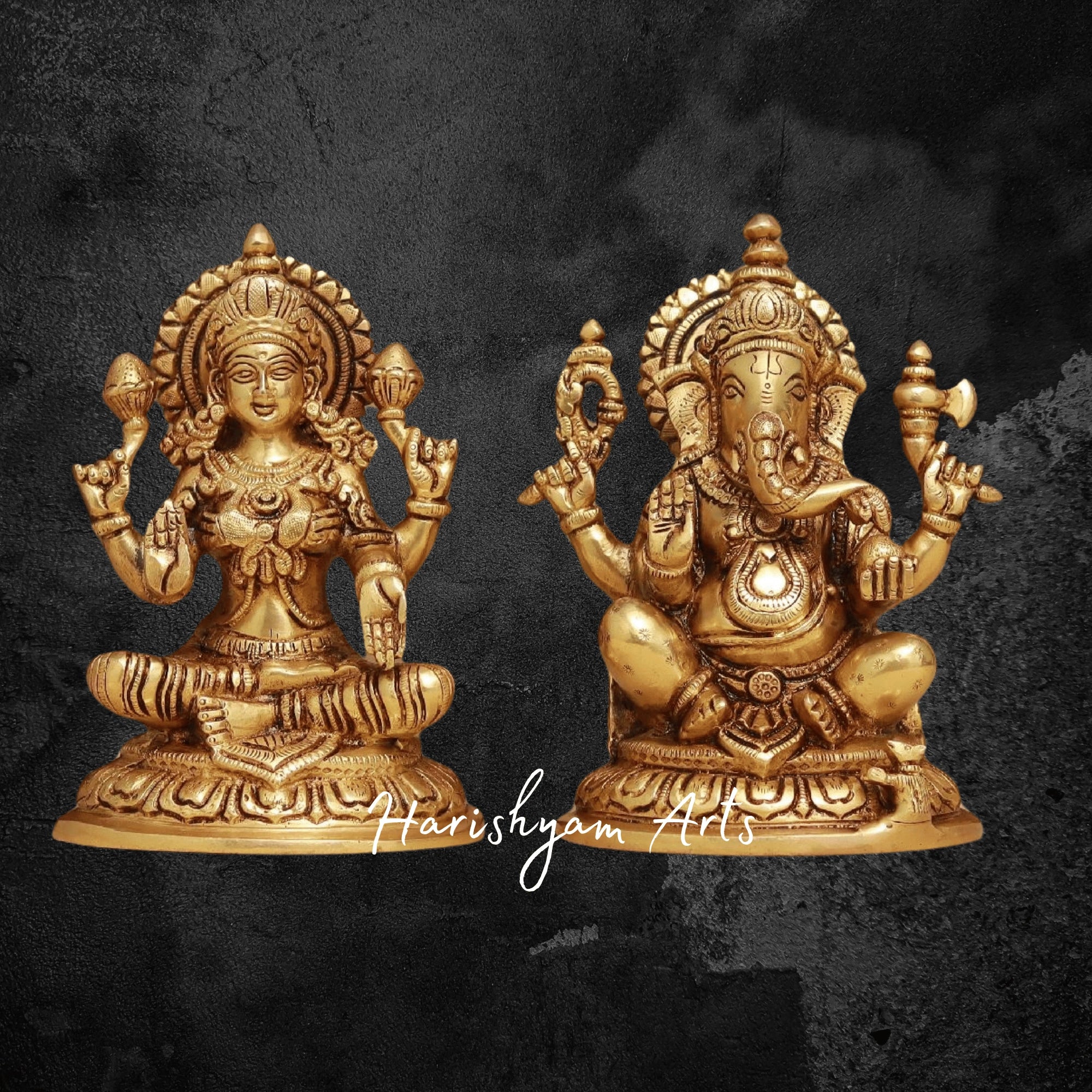 14" Laxmi Ganesh Brass Idol for Home and Office