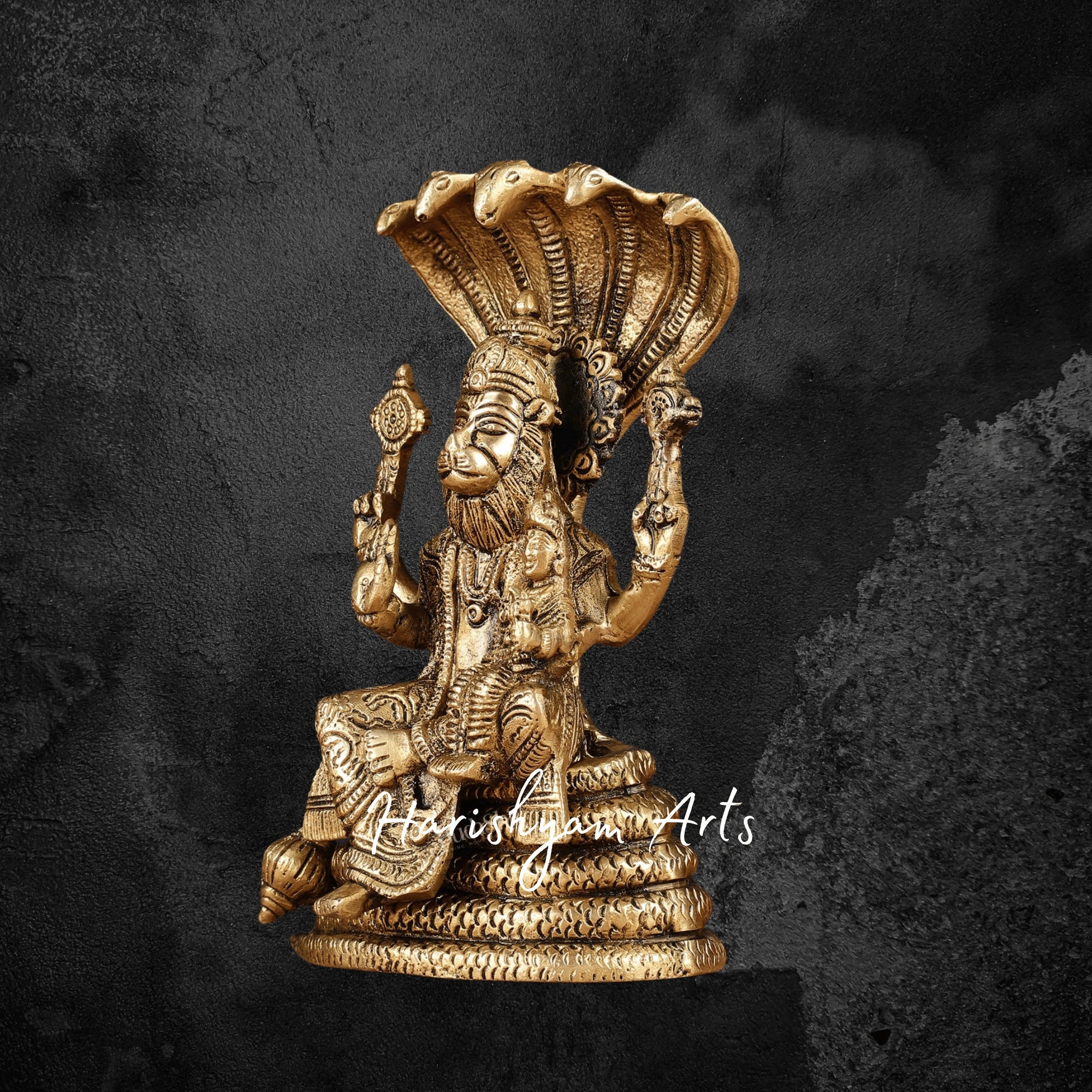 8" Lakshmi Narasimha Swamy Brass Statue Pooja and Altar Decor Idol5