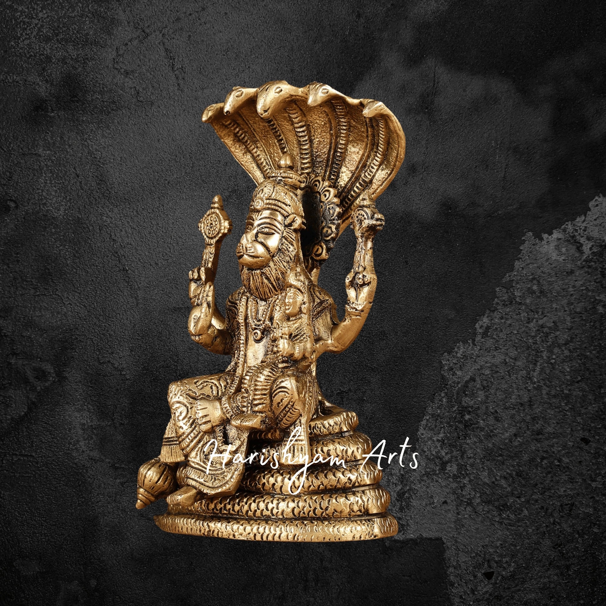 8" Lakshmi Narasimha Swamy Brass Statue Pooja and Altar Decor Idol6
