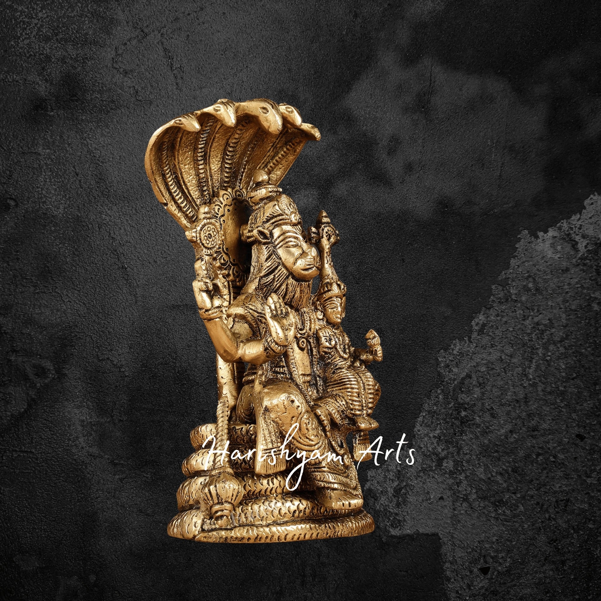 8" Lakshmi Narasimha Swamy Brass Statue Pooja and Altar Decor Idol7