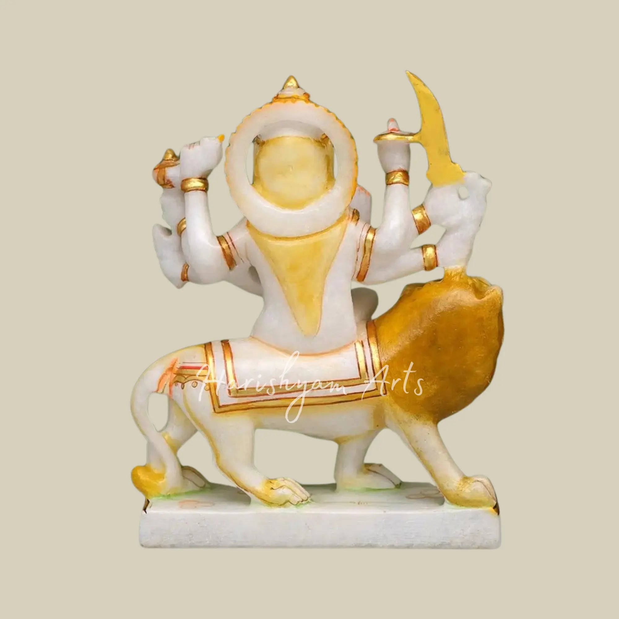 8" Small Statue of Durga Mata Sitting on Lion