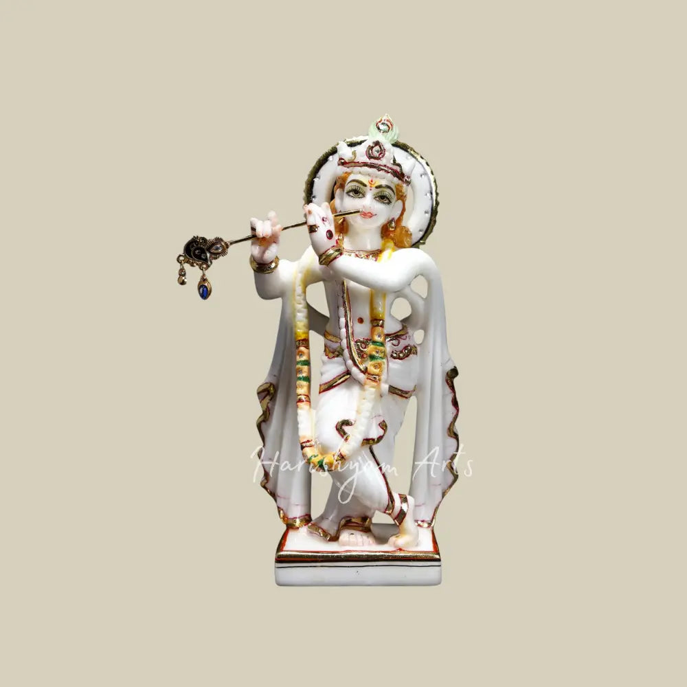 8" krishna playing flute marble moorti