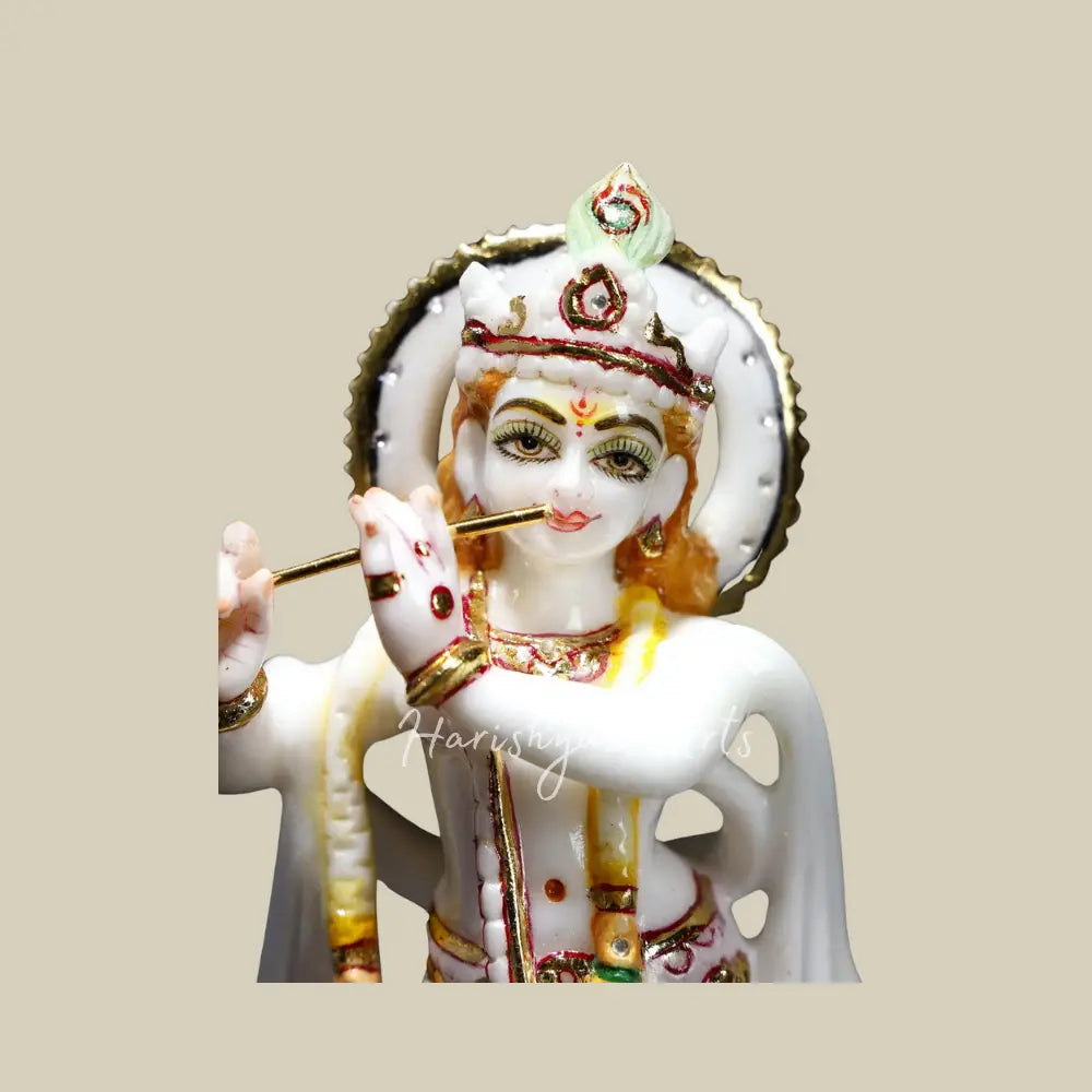 8" krishna playing flute marble moorti