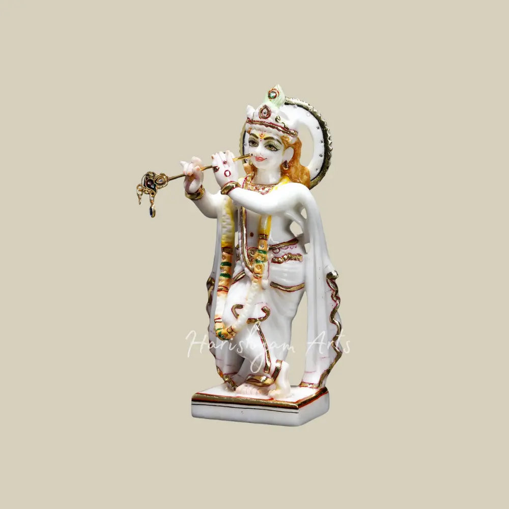 8" krishna playing flute marble moorti