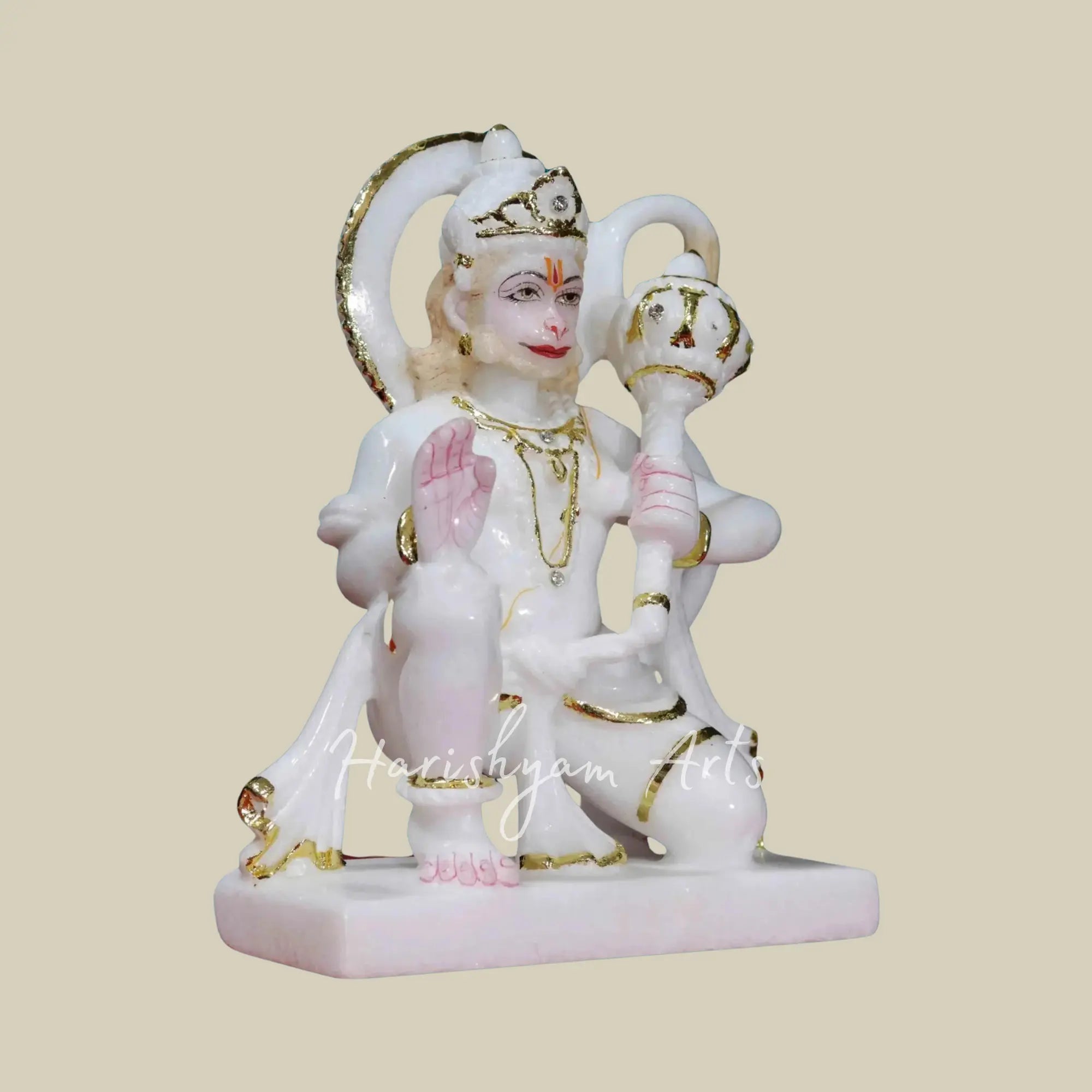 8 inches small hanuman ji marble murti