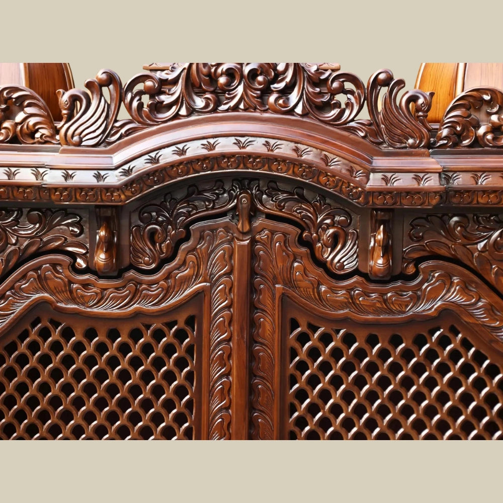96" Large Pooja Mandir in Teak Wood With Doors