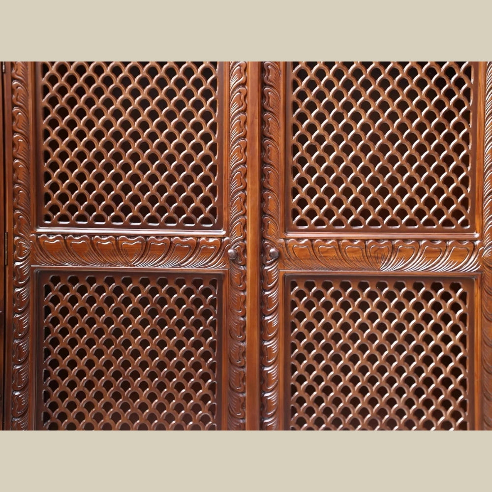 96" Large Pooja Mandir in Teak Wood With Doors