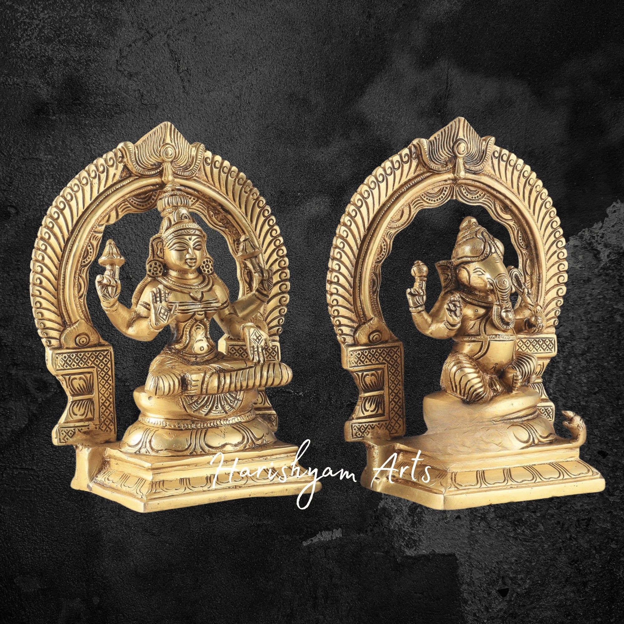 9" Buy Brass Laxmi Ganesh Statue Online with Antique Finish
