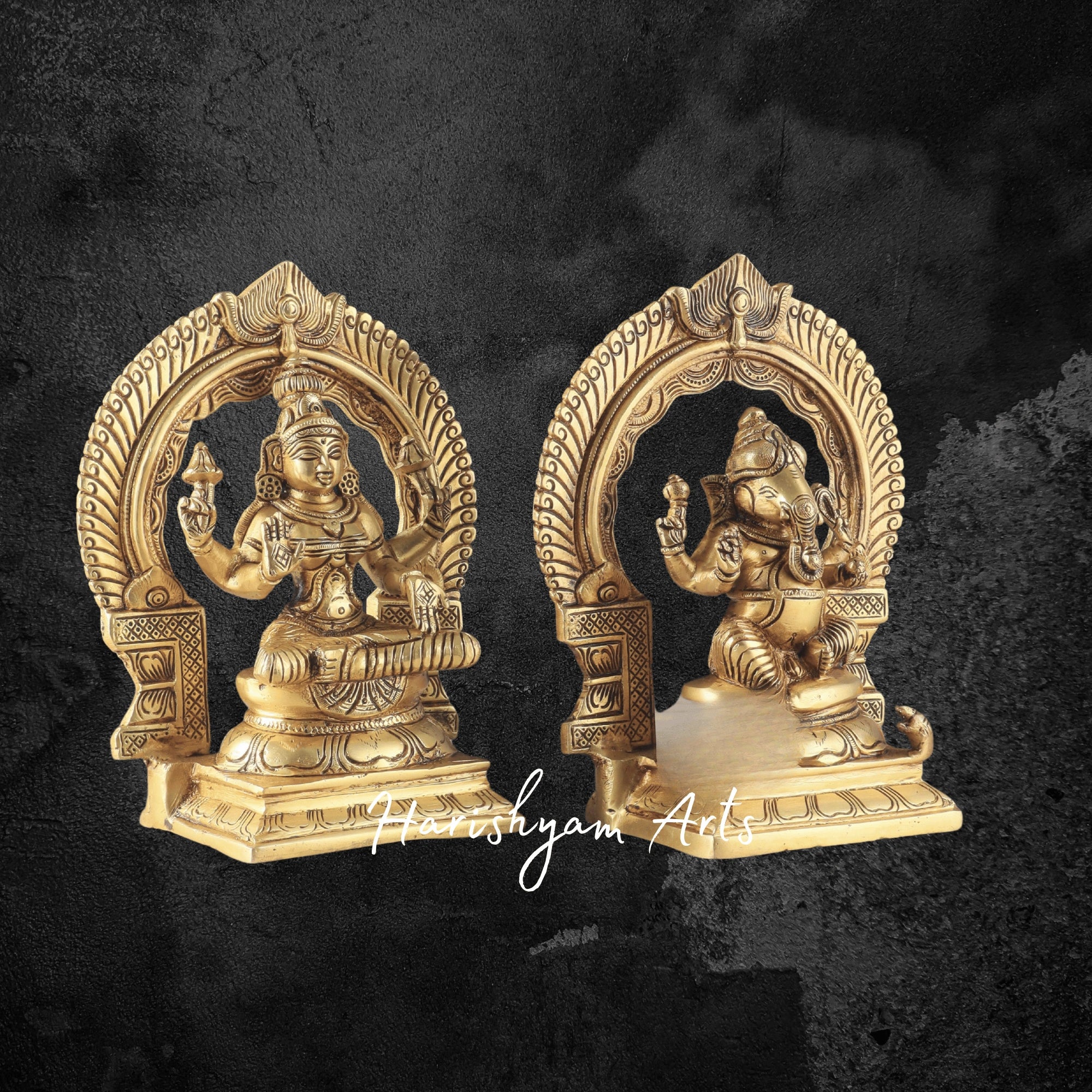 9" Buy Brass Laxmi Ganesh Statue Online with Antique Finish