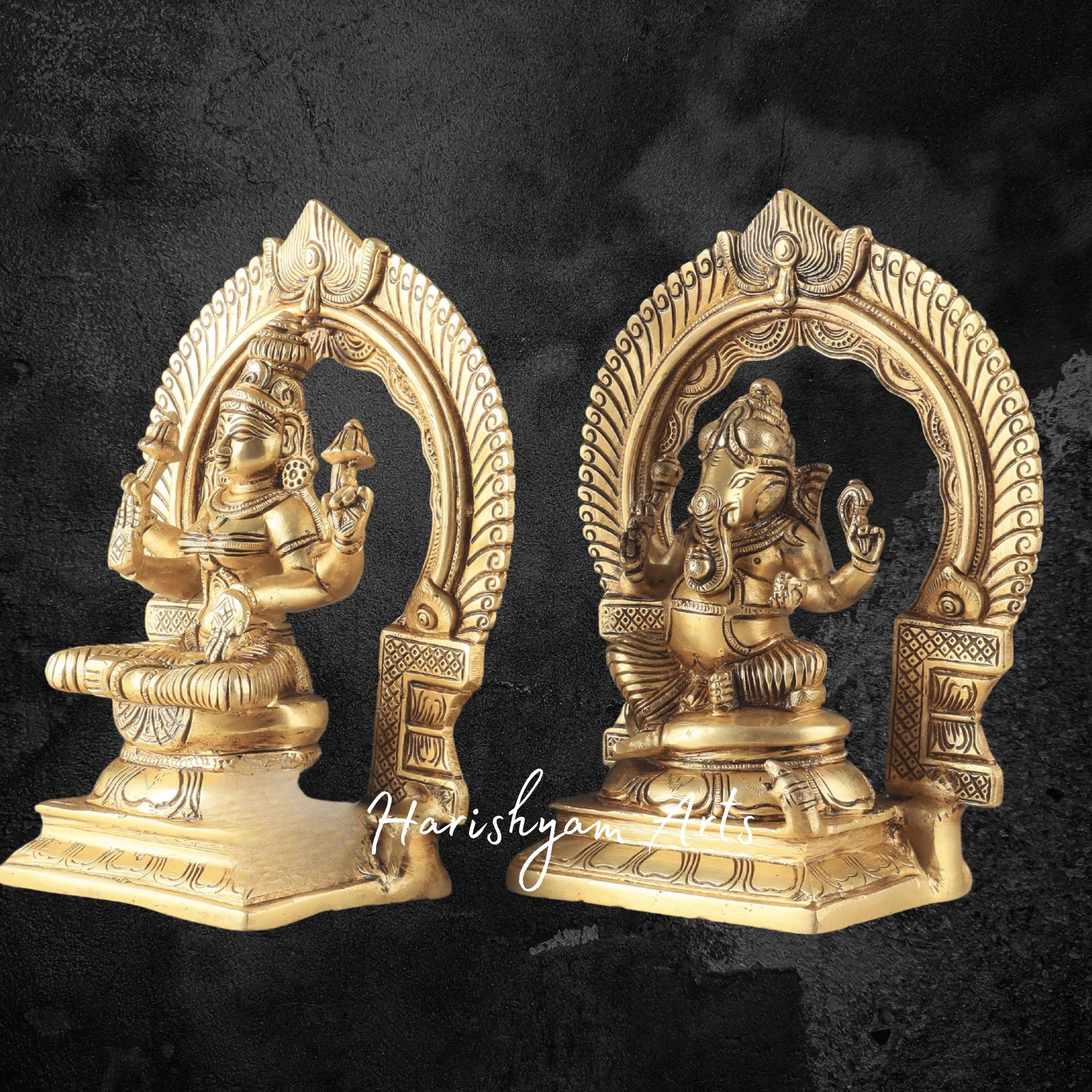 9" Buy Brass Laxmi Ganesh Statue Online with Antique Finish