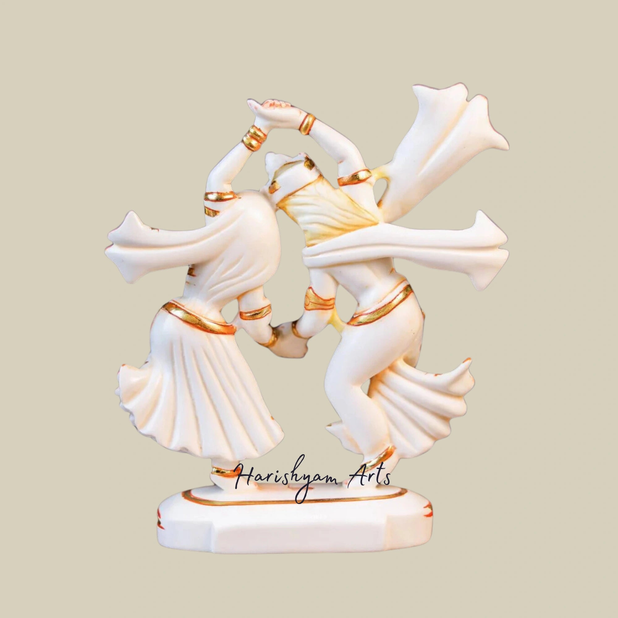 9" Dancing Radha Krishna Marble Statue for Spiritual Bliss