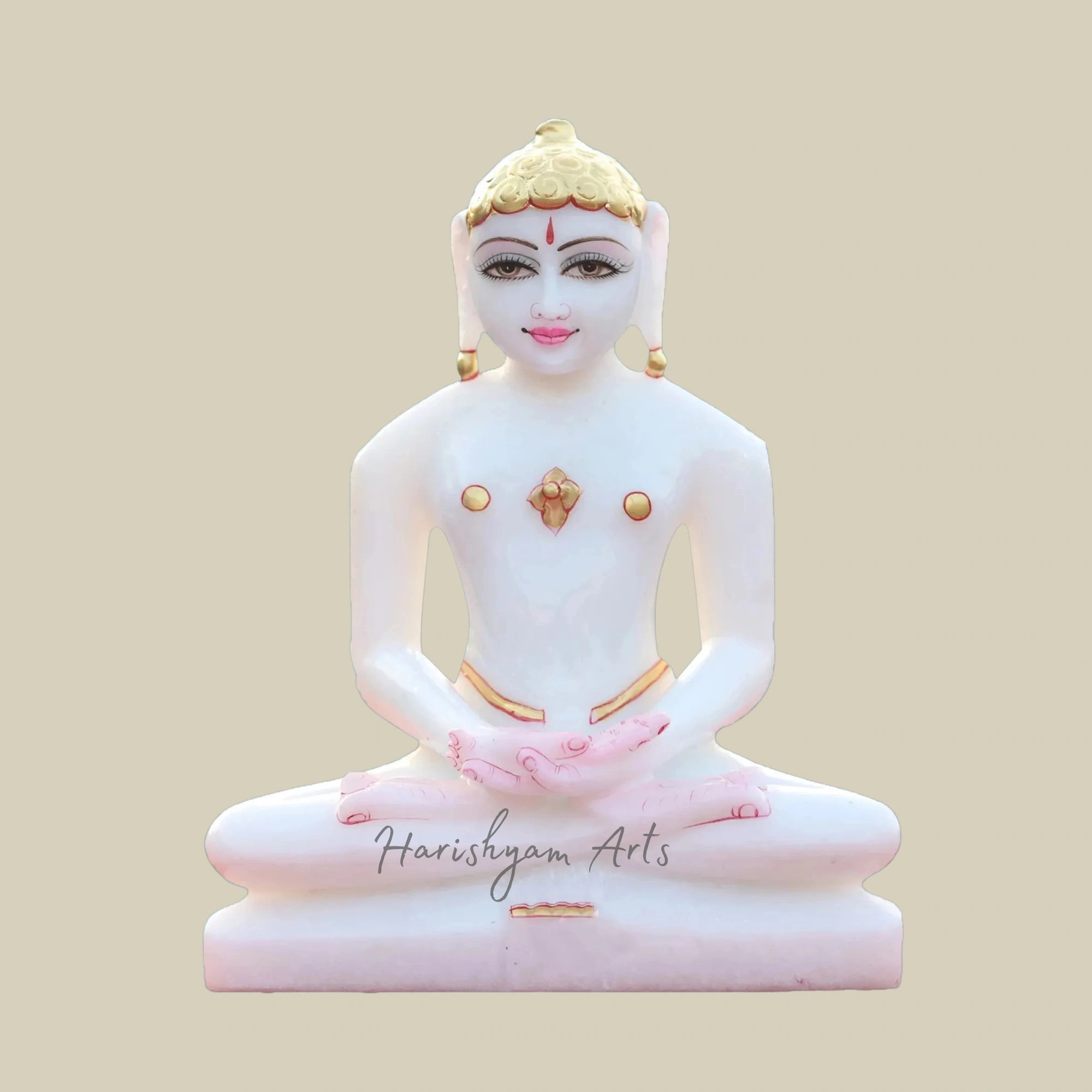 9" Lord Mahavir Marble Statue in Meditation Pose for Mandir