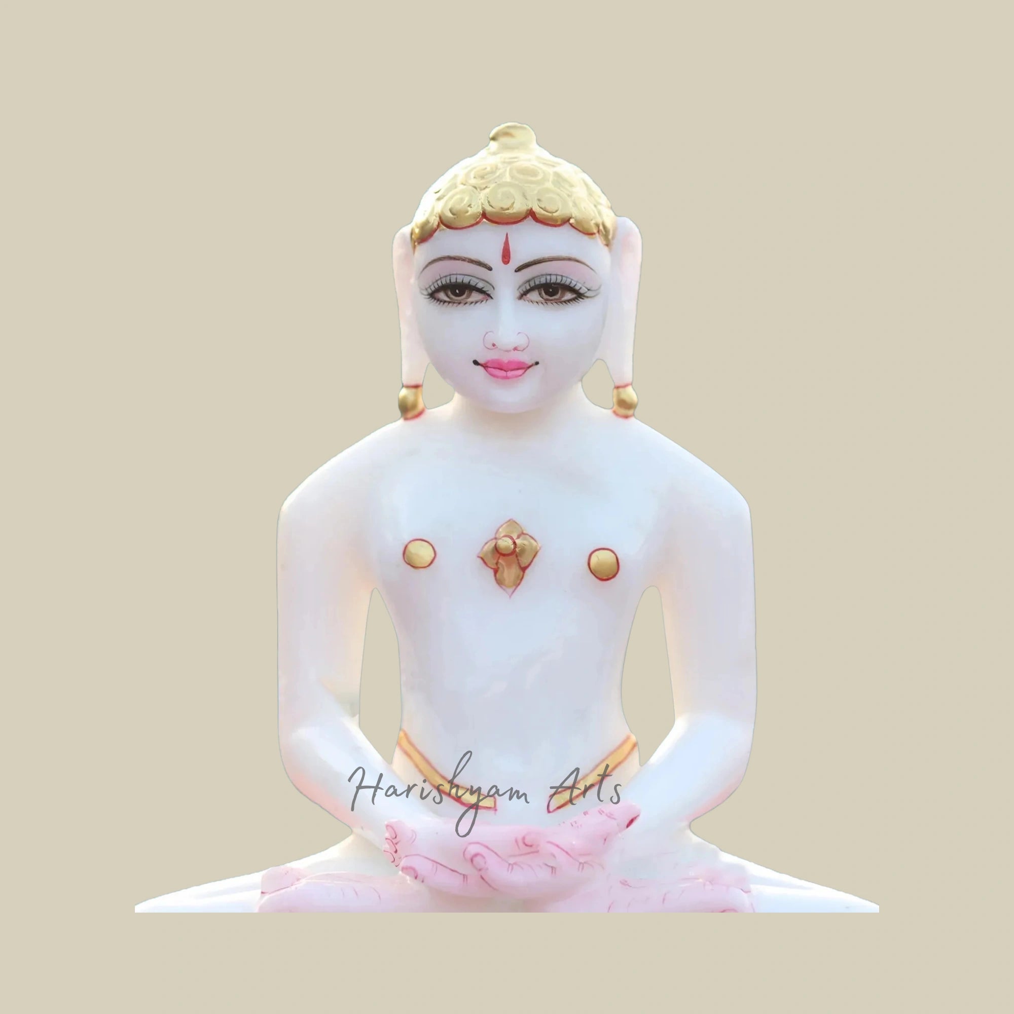 9" Lord Mahavir Marble Statue in Meditation Pose for Mandir