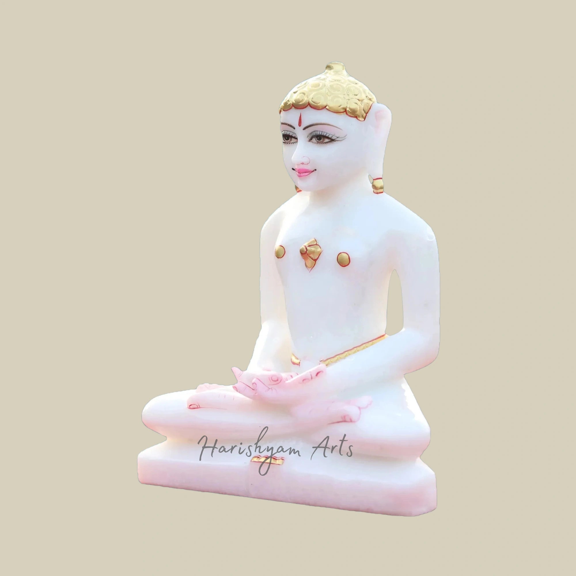 9" Lord Mahavir Marble Statue in Meditation Pose for Mandir