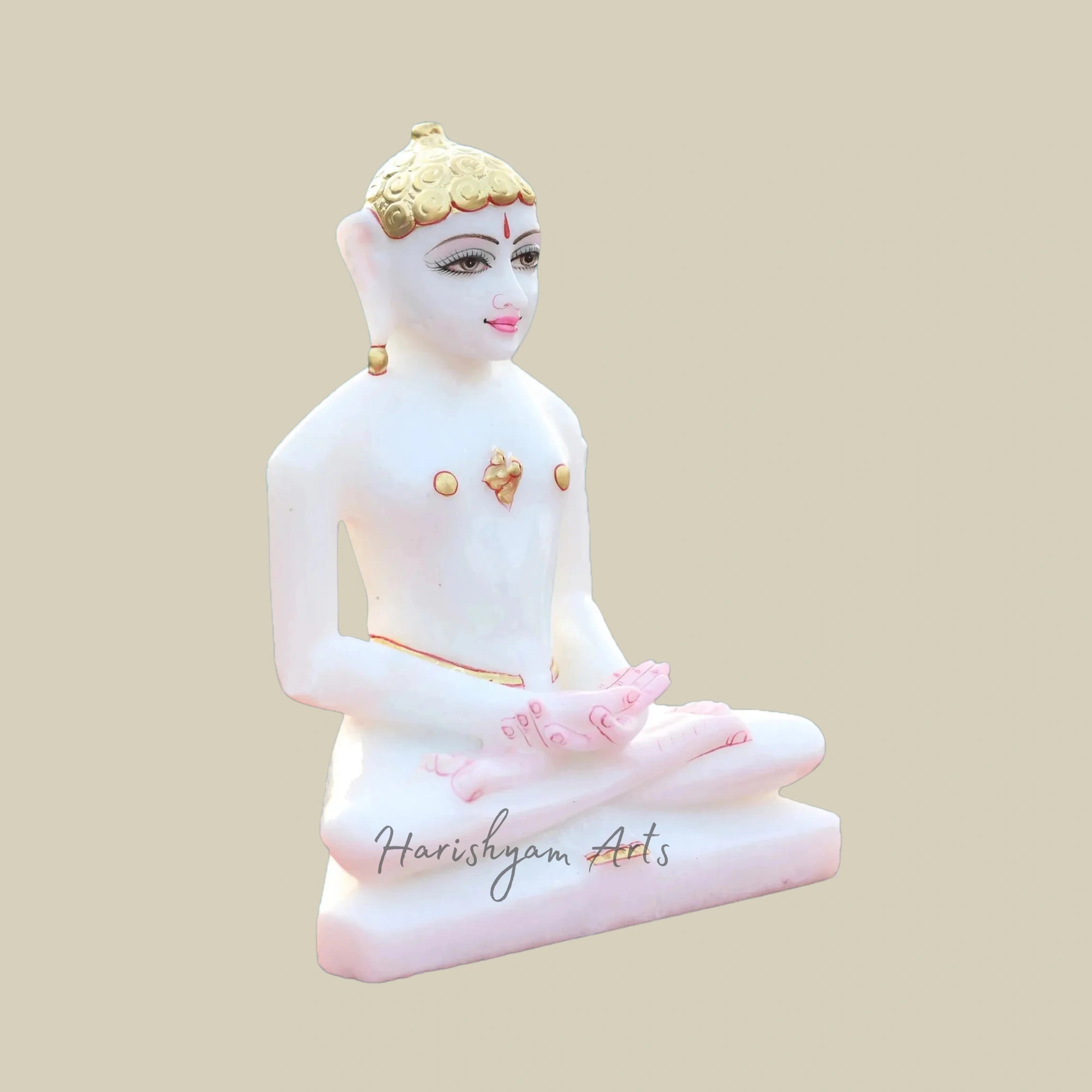 9" Lord Mahavir Marble Statue in Meditation Pose for Mandir