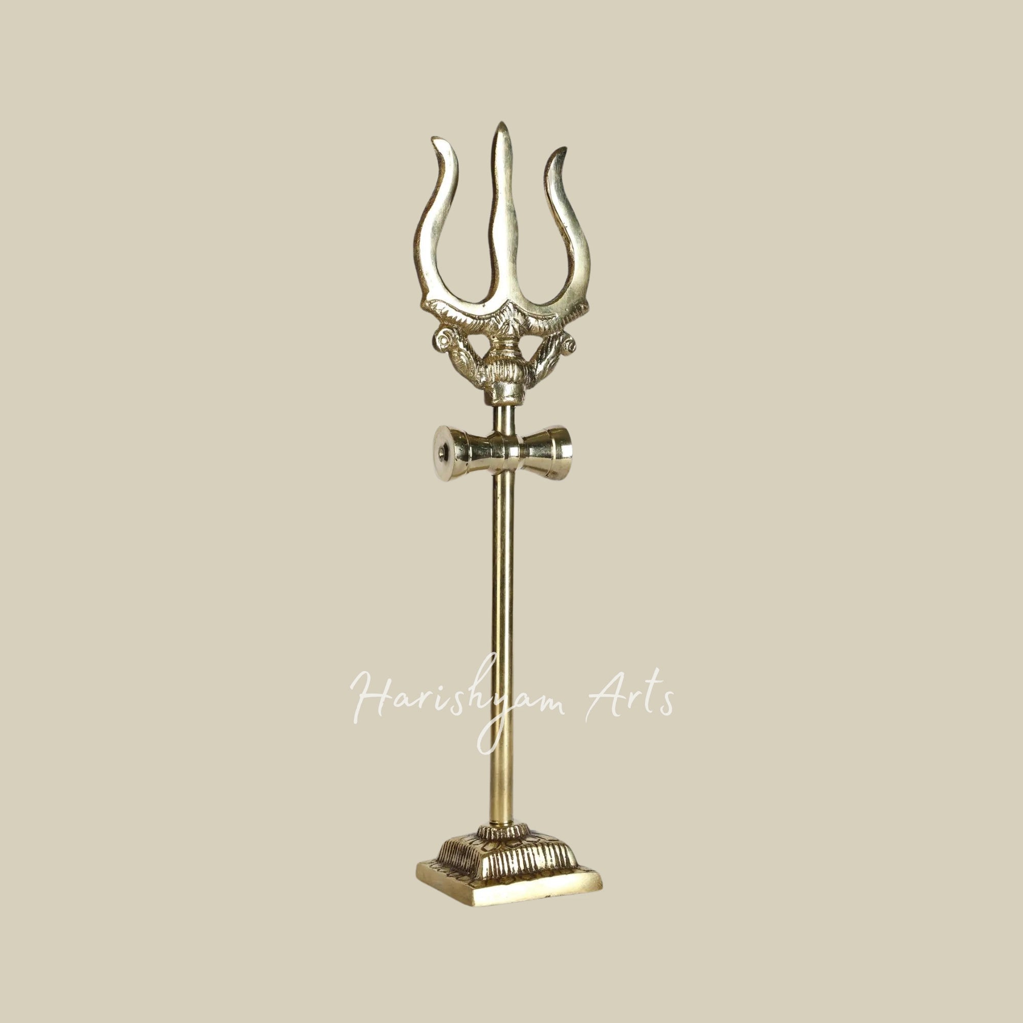 9" Brass Trident of Lord Shiva with Stand