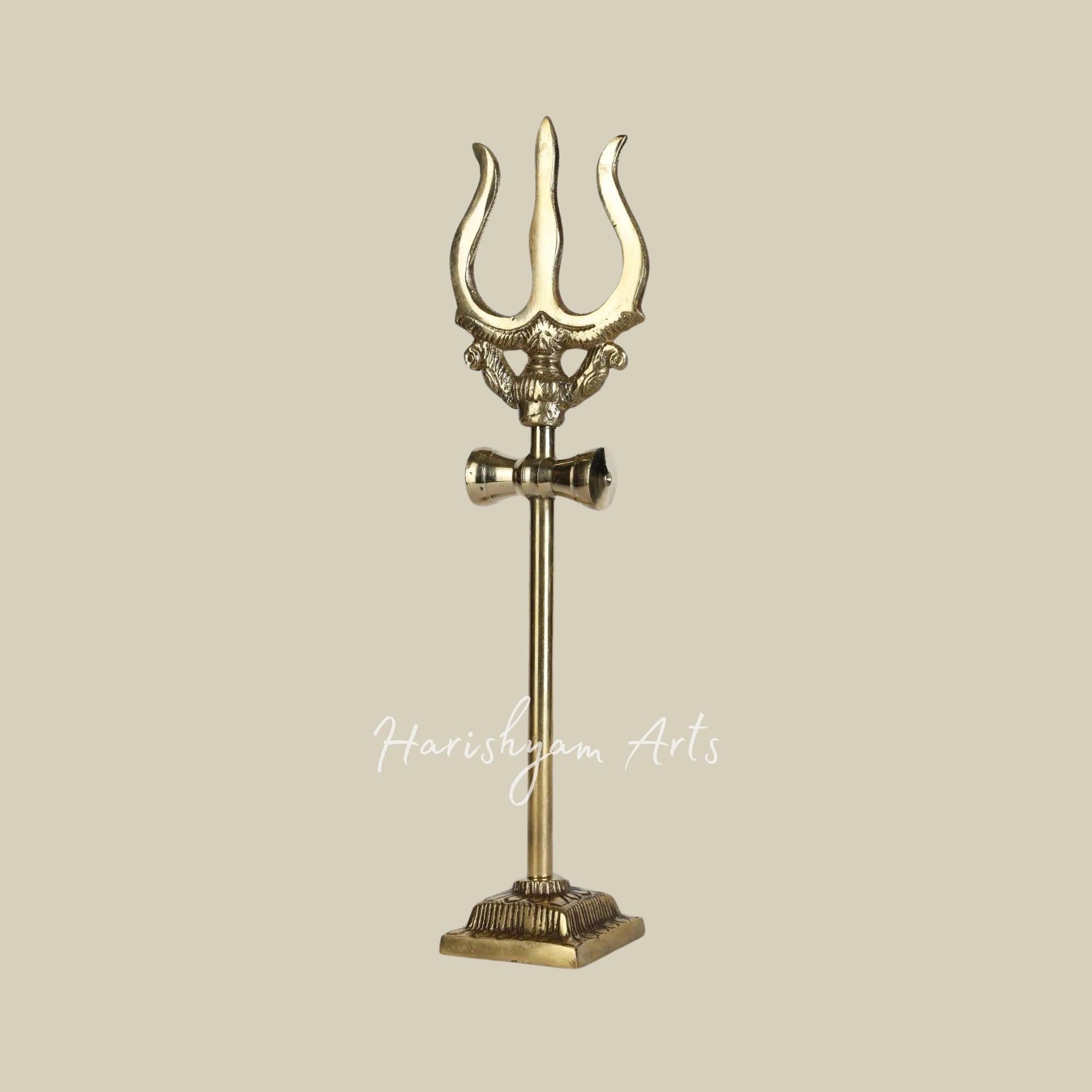 9" Brass Trident of Lord Shiva with Stand3