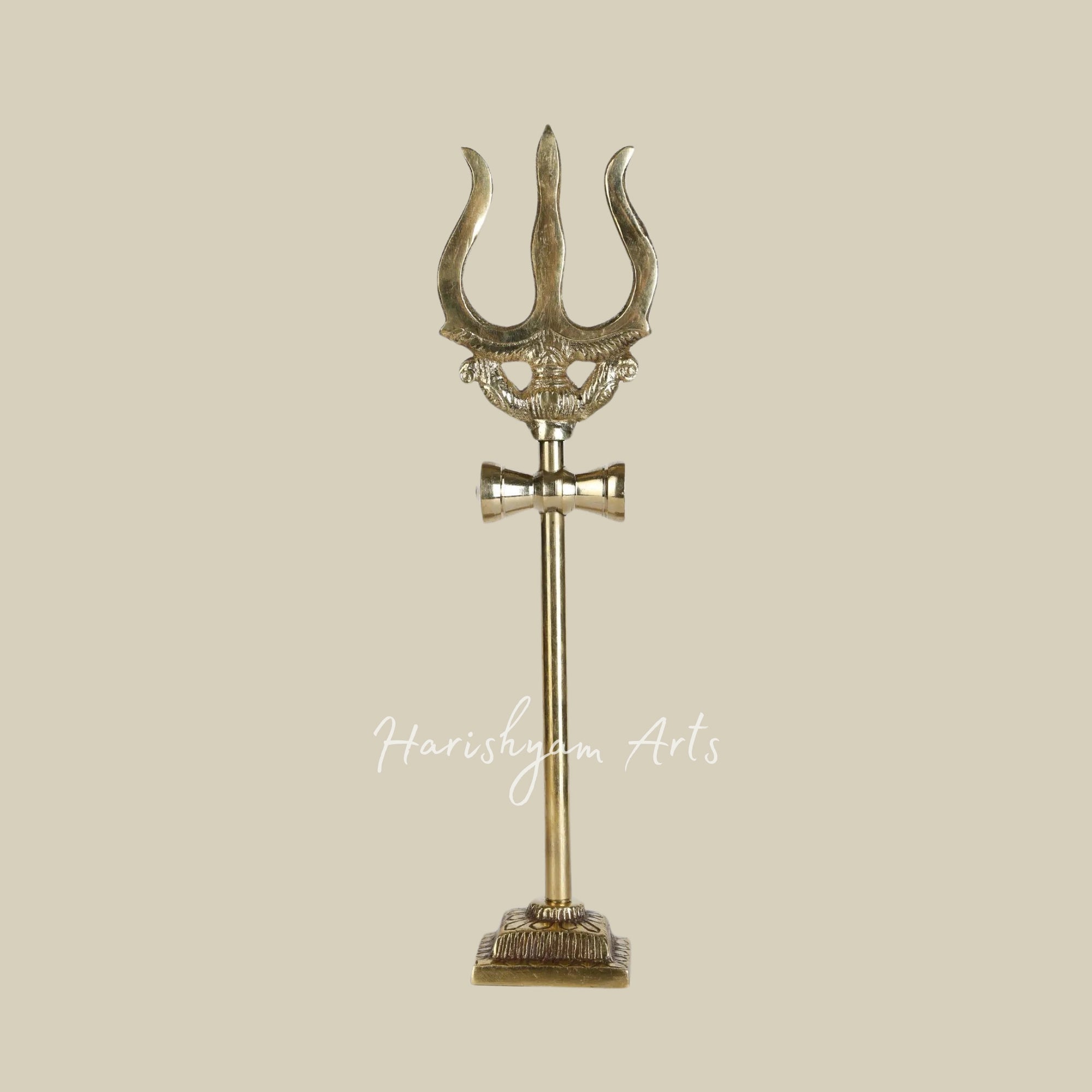 9" Brass Trident of Lord Shiva with Stand3