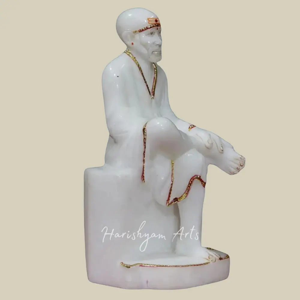 9" Shirdi Sai Baba White Makrana Marble Statue