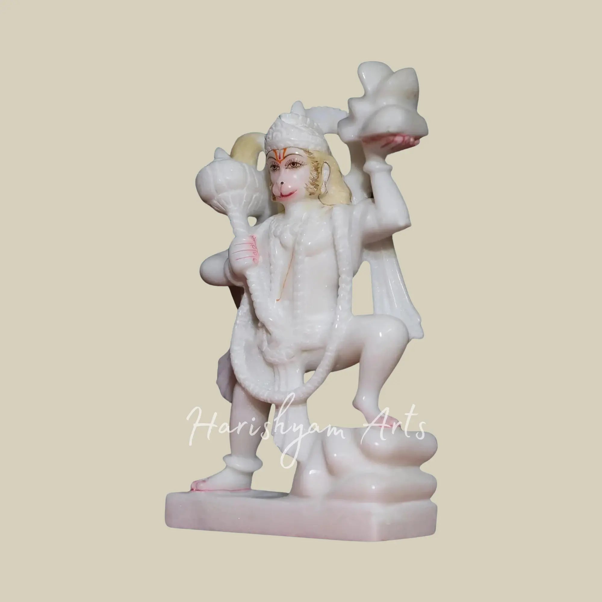 9 inches Small Veer Hanuman Carrying Sanjeevani Mountain Marble Moorti 1