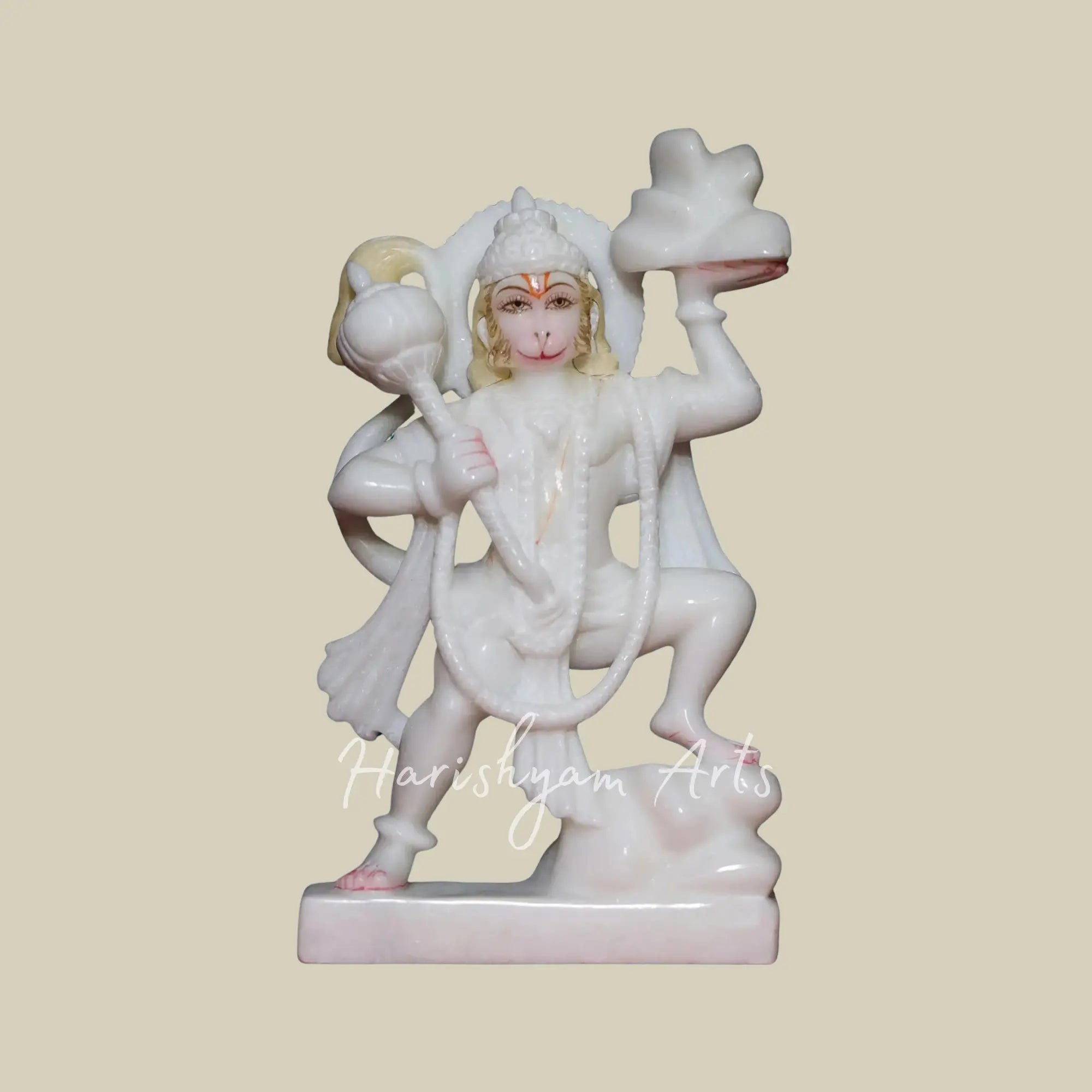 9 inches Small Veer Hanuman Carrying Sanjeevani Mountain Marble Moorti 2