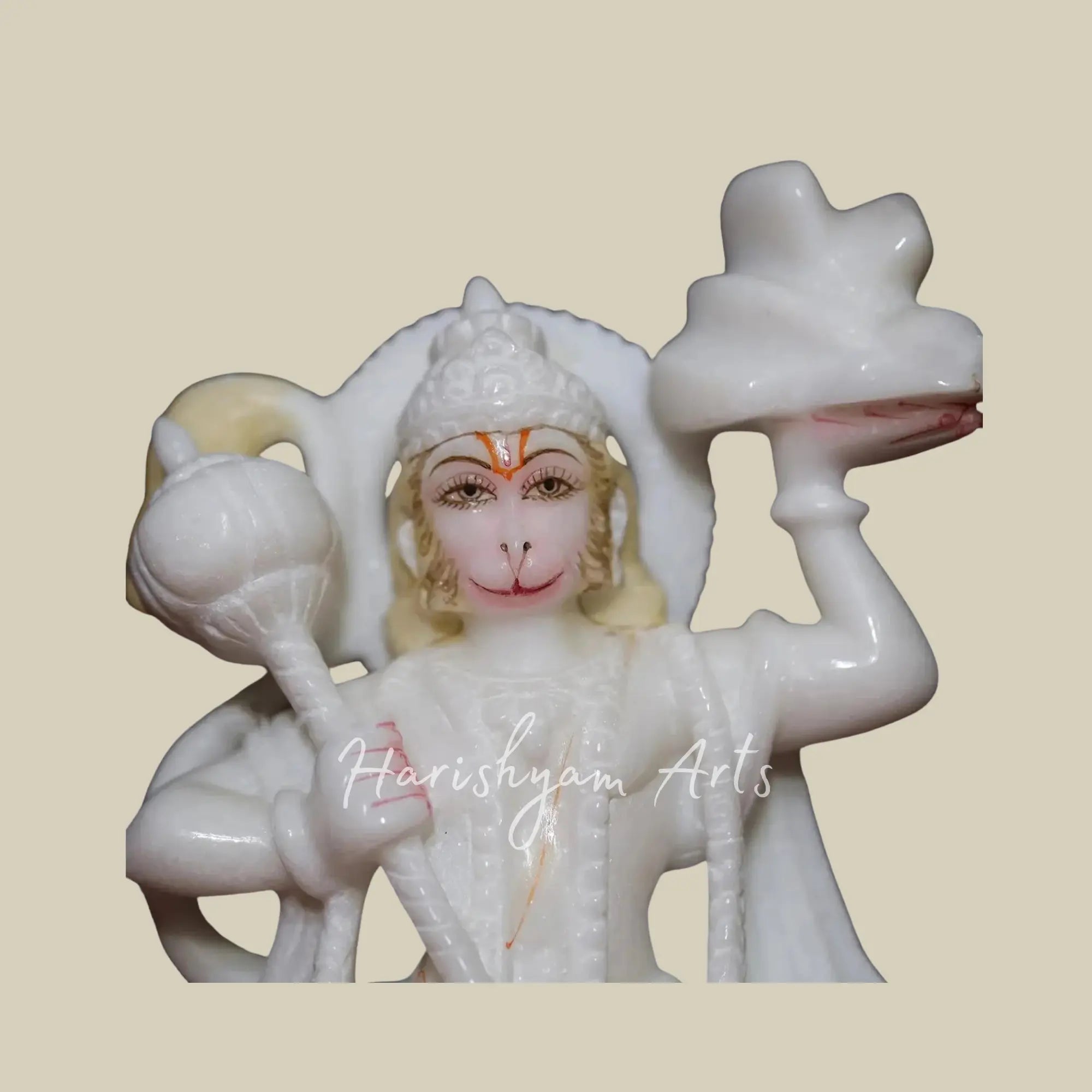 9 inches Small Veer Hanuman Carrying Sanjeevani Mountain Marble Moorti 3