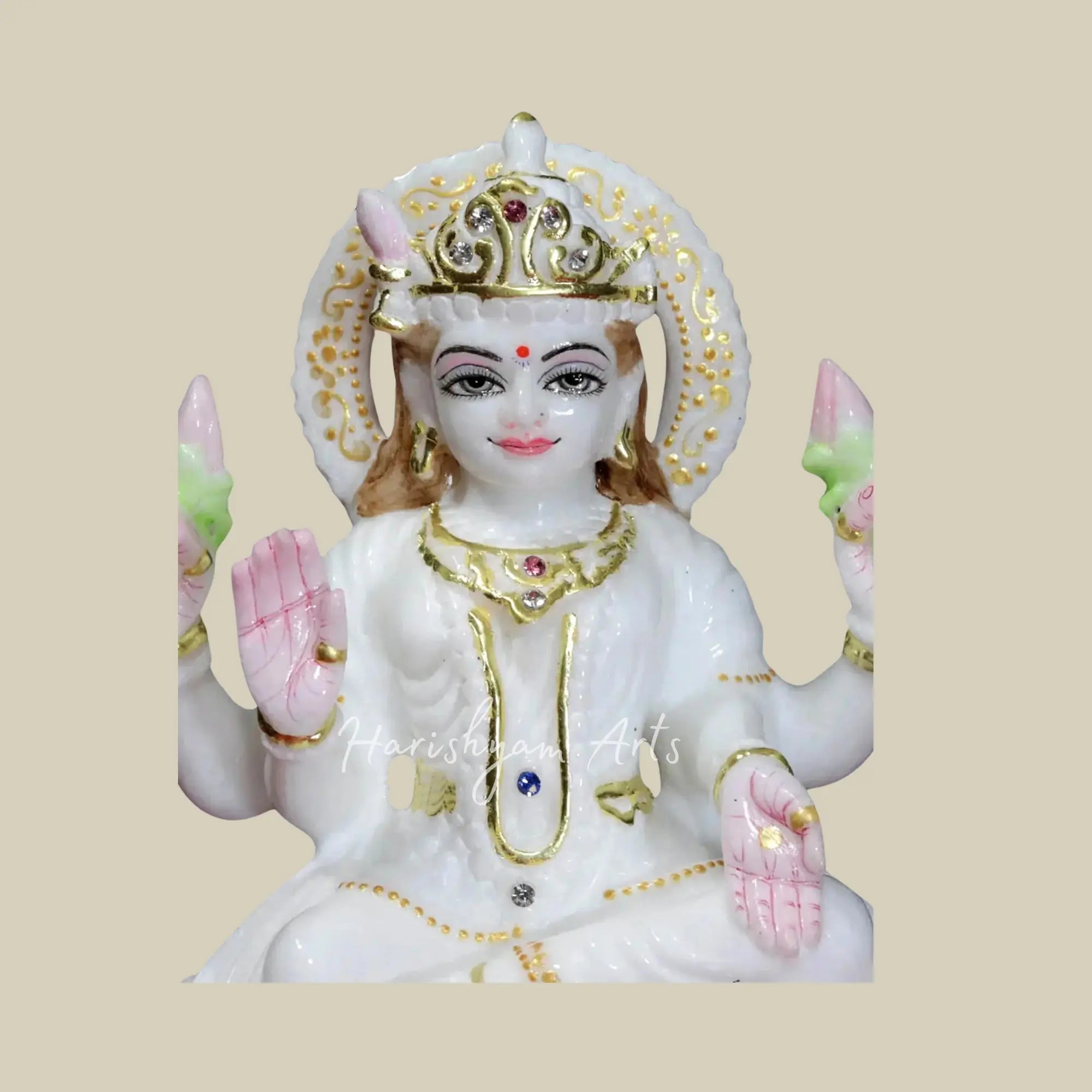 9 inches goddess laxmi murti white marble 1