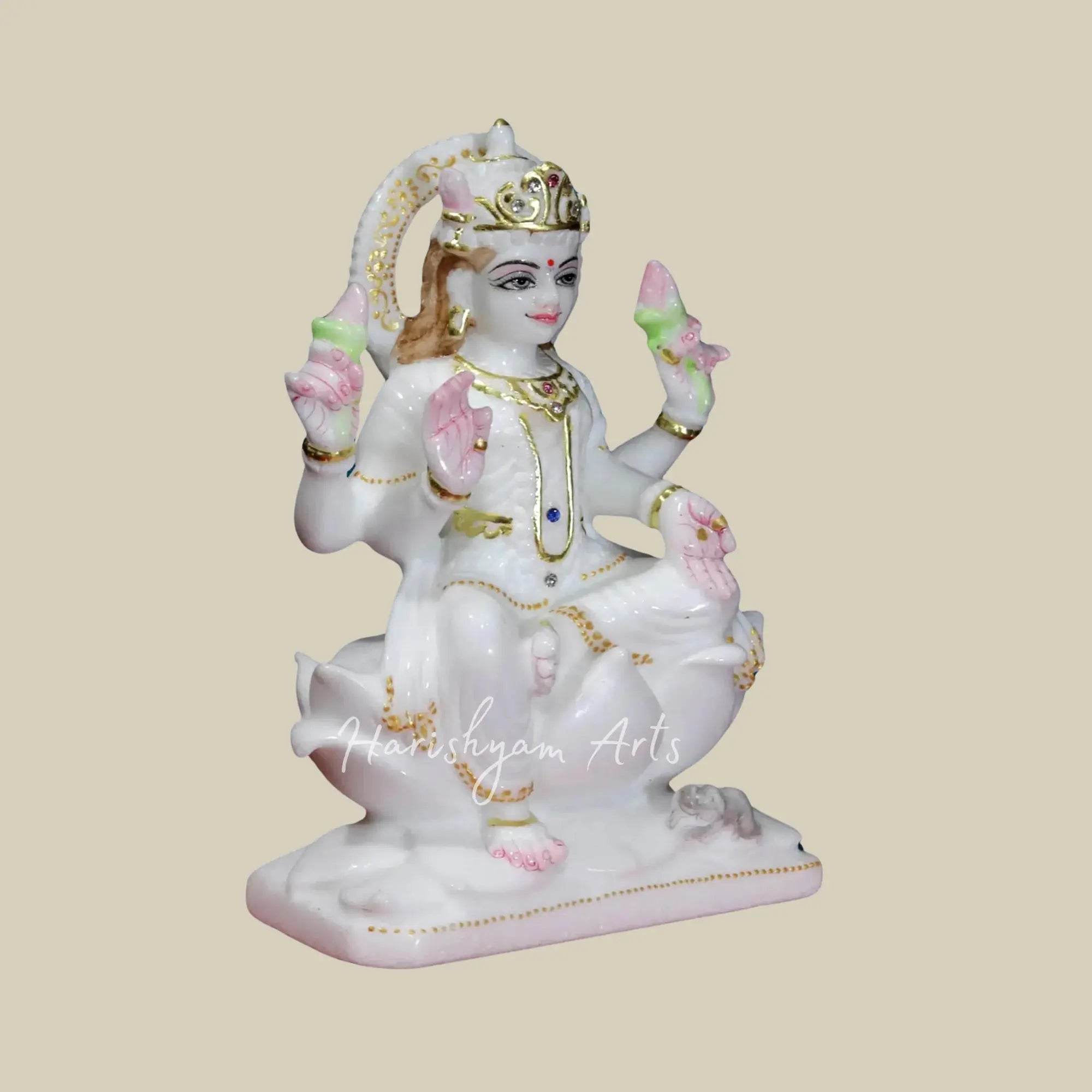 9 inches goddess laxmi murti white marble 2