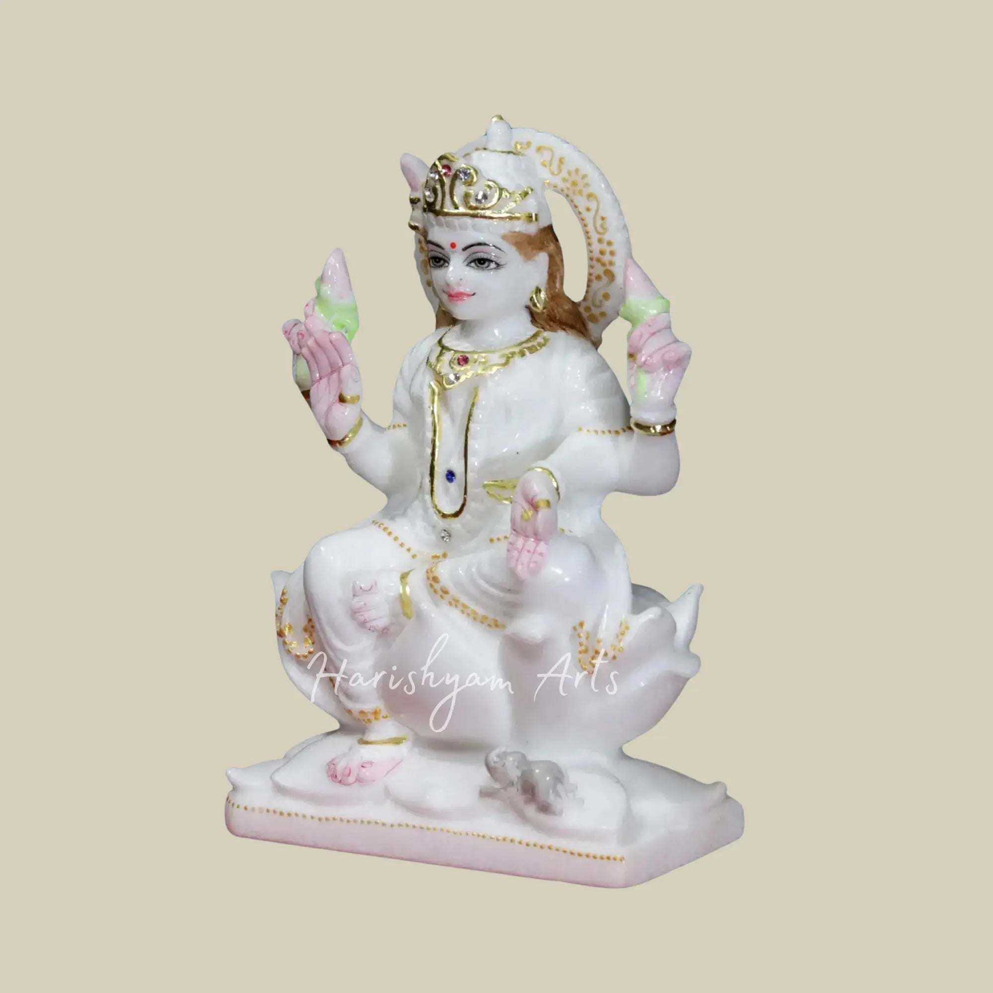 9 inches goddess laxmi murti white marble 3
