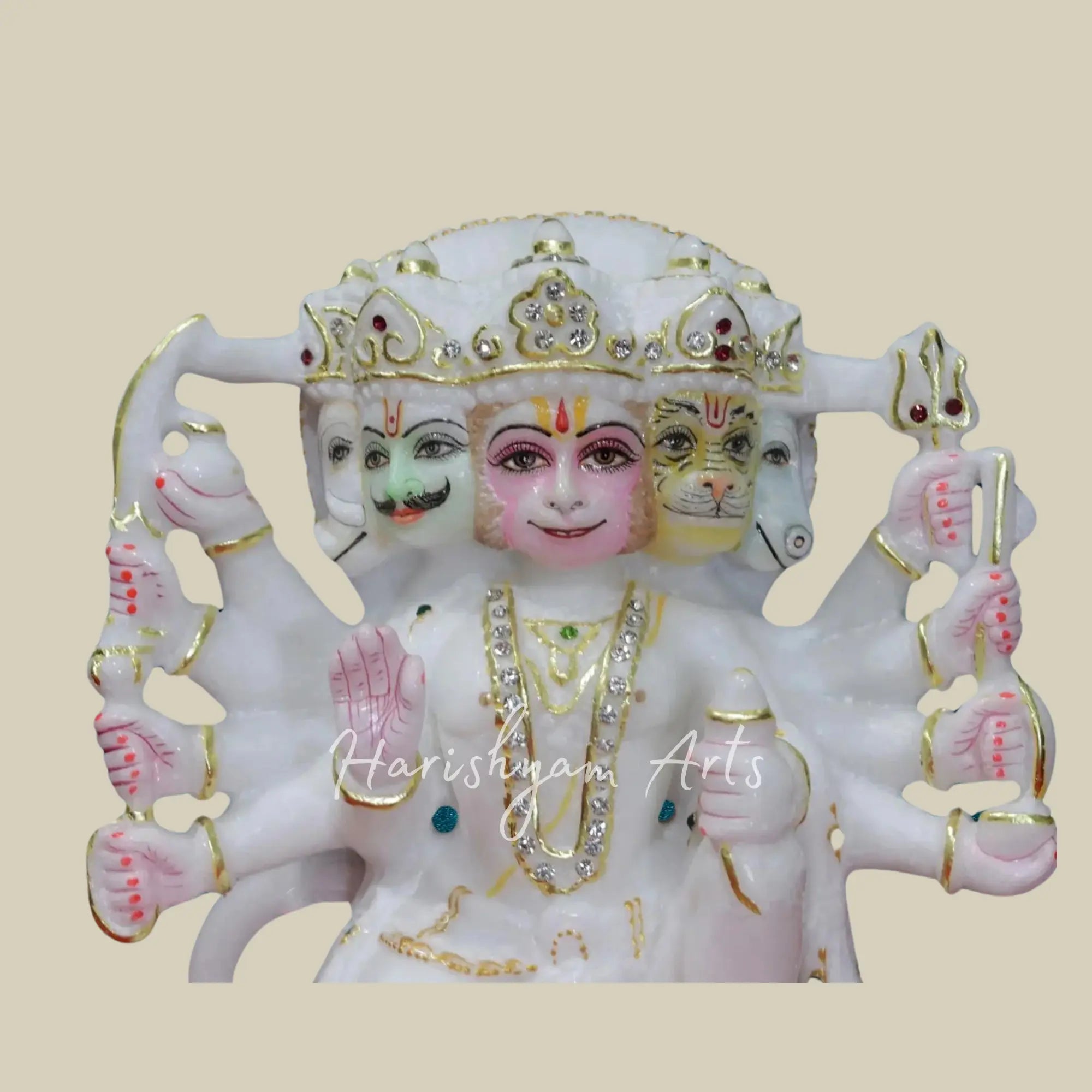 9 inches panchmukhi hanuman marble murti