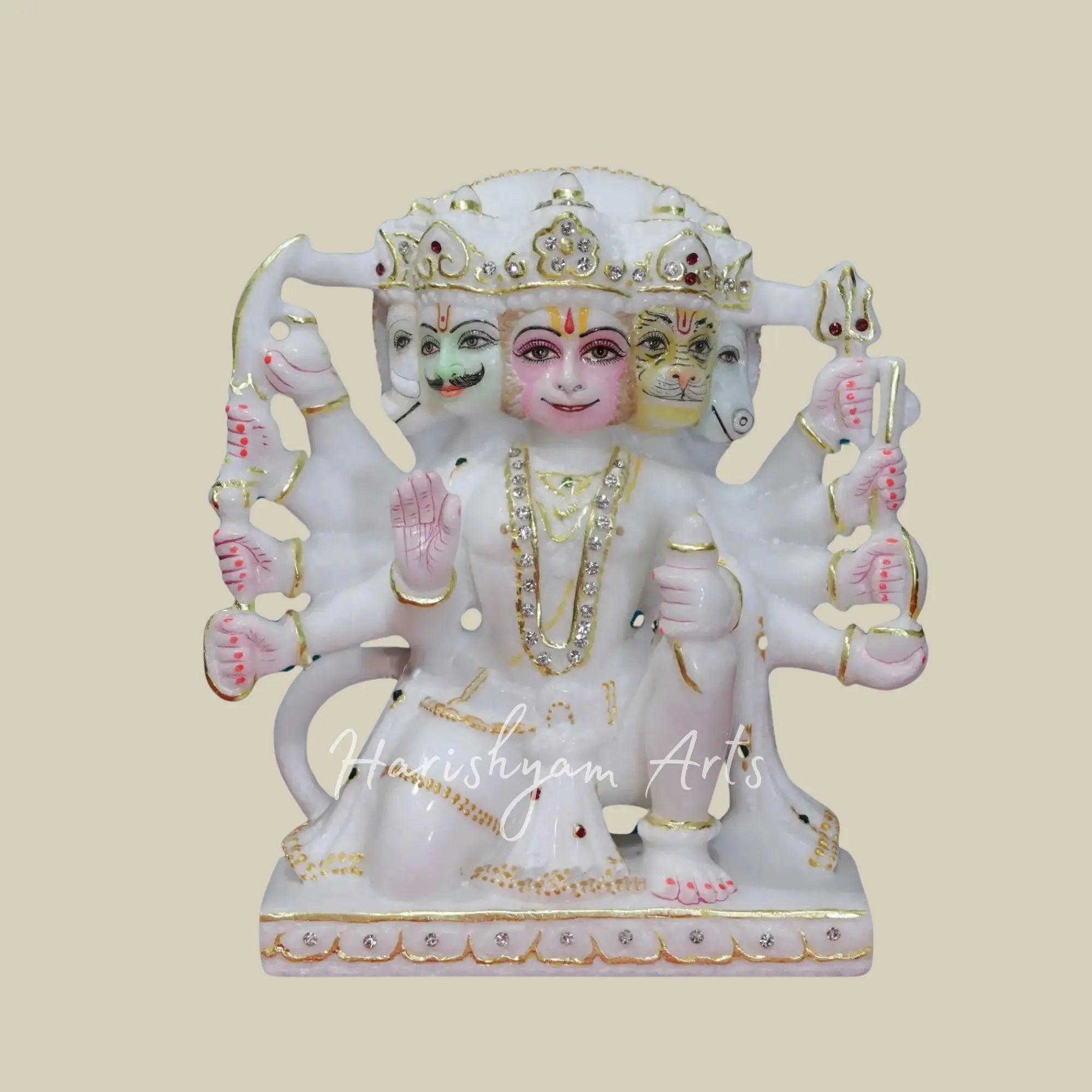 9 inches panchmukhi hanuman marble murti 3
