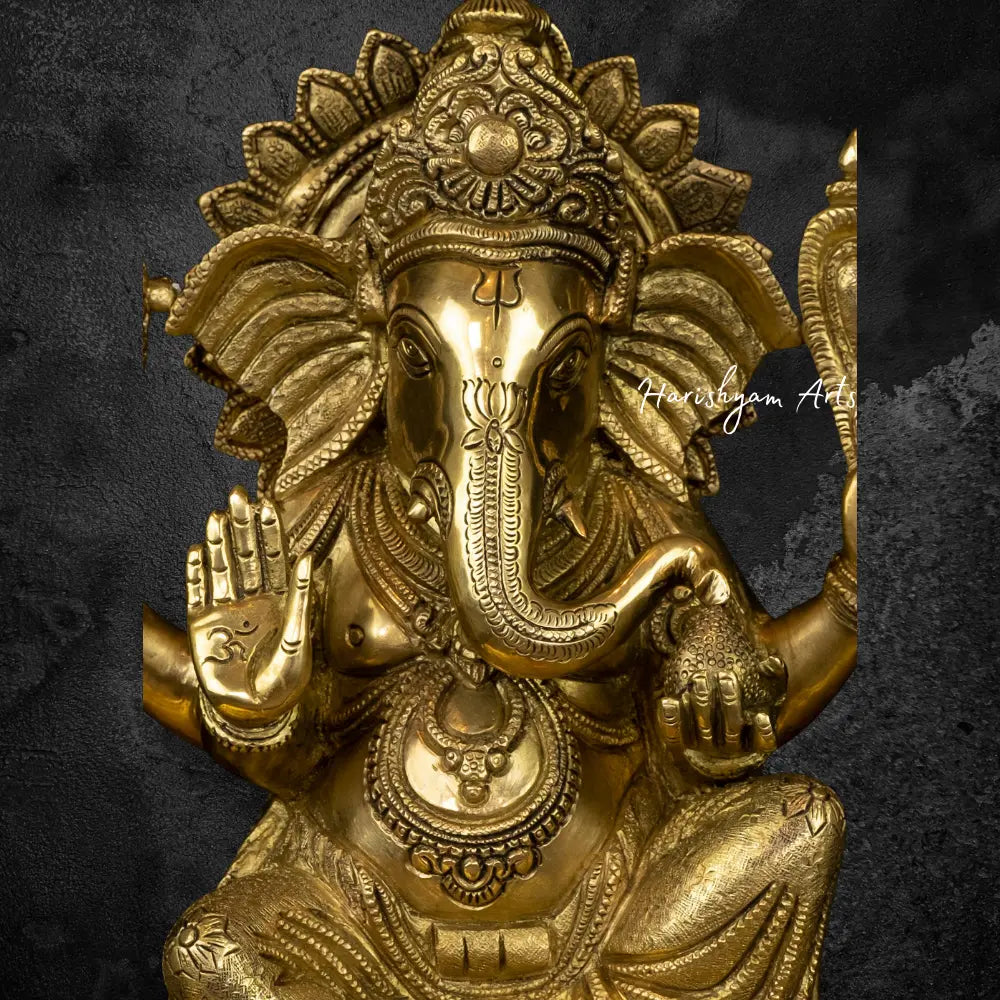 Abhya Ganesh Brass Statue 13"