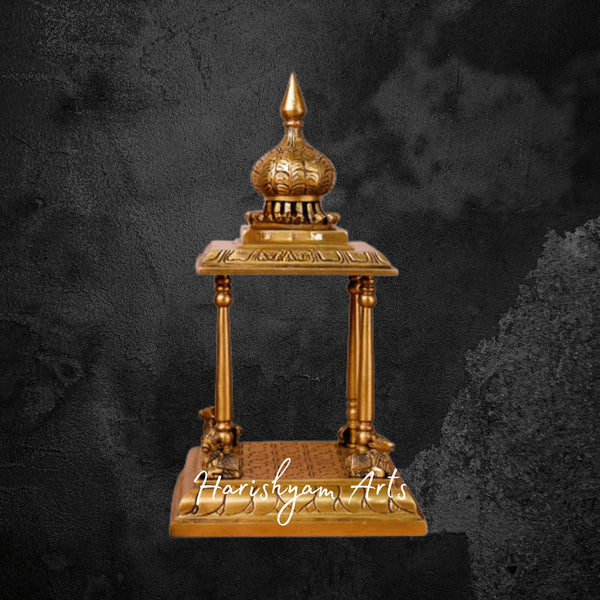 Antique Brass Temple with Sacred Nandi Idol for Home Puja Space