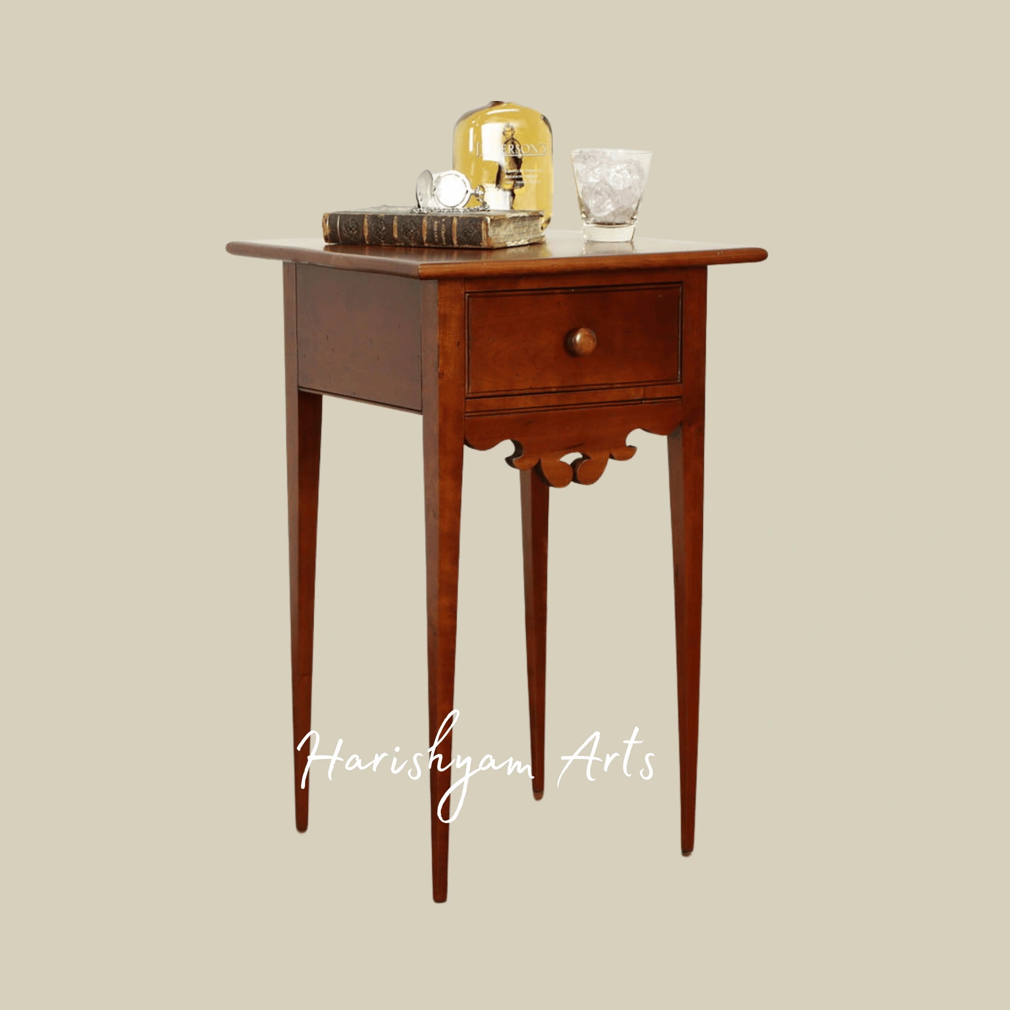 Antique Style Wooden Nightstand with Drawer