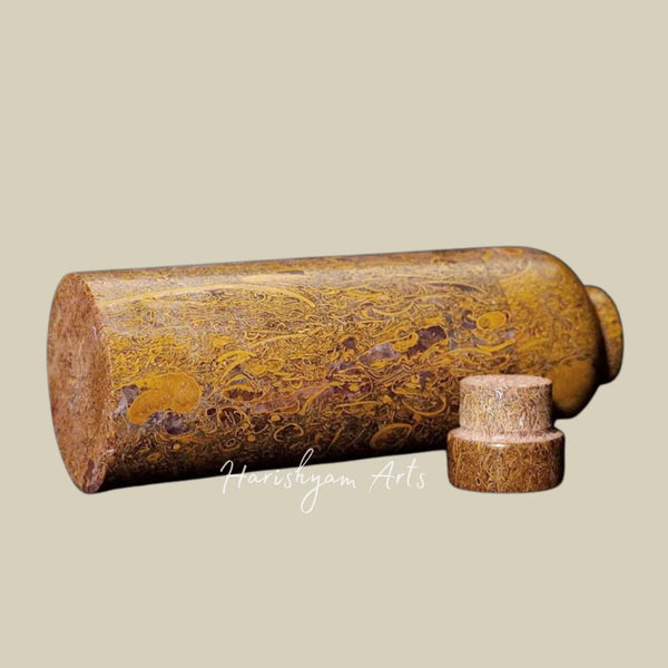 Habur Stone Bottle – Jaisalmer Fossil Stone, 650ml Multipurpose Drinking Vessel