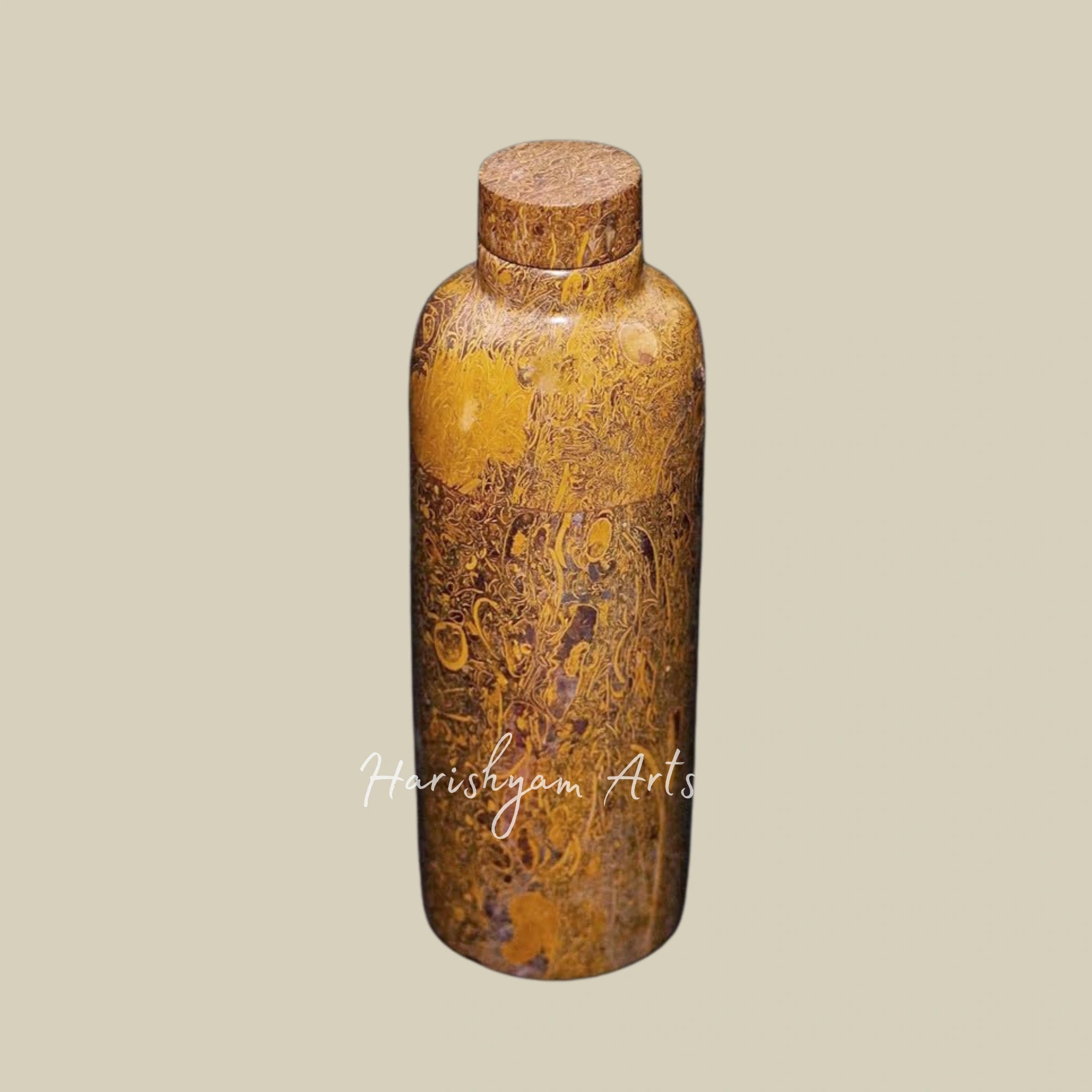 Habur Stone Bottle – Jaisalmer Fossil Stone, 650ml Multipurpose Drinking Vessel