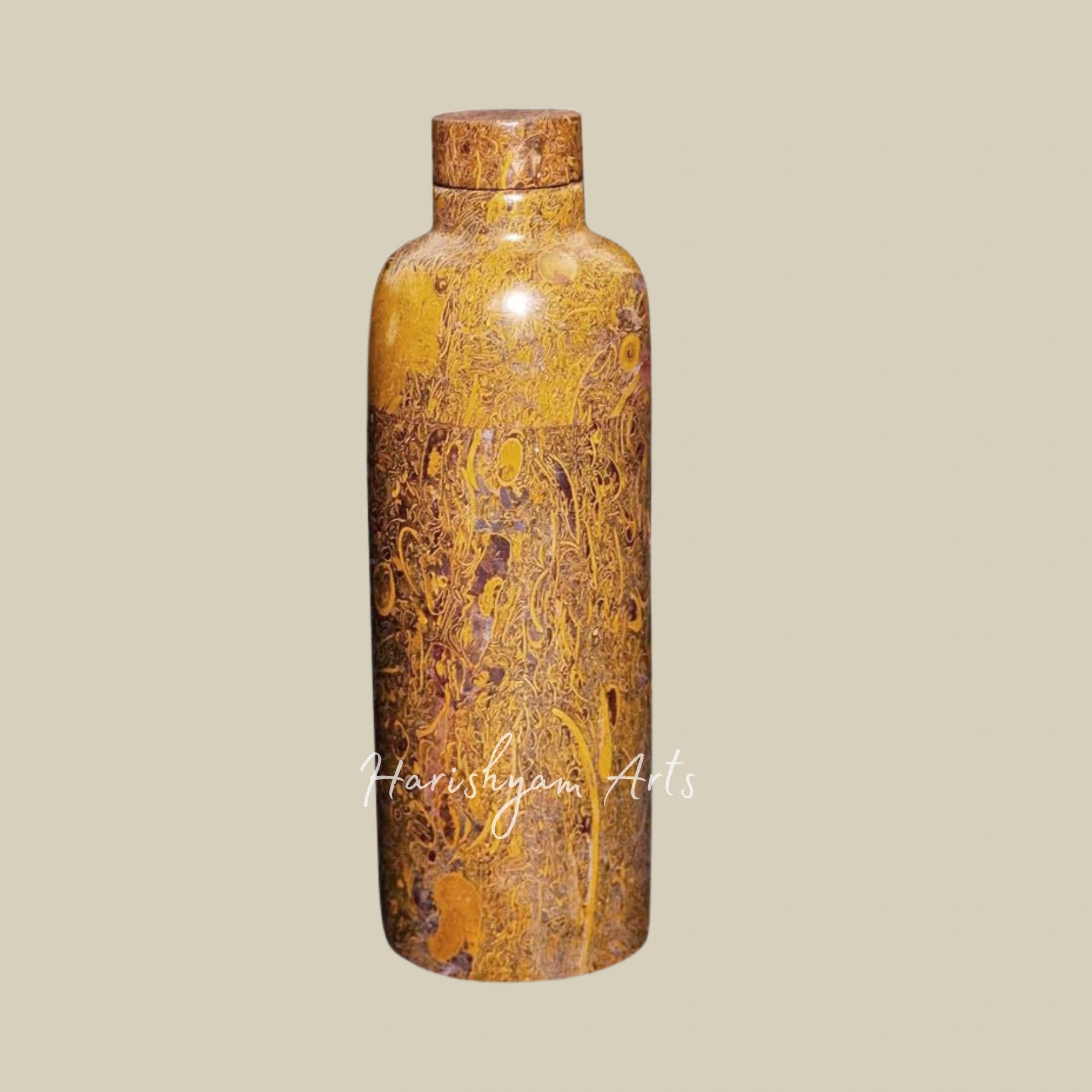 Habur Stone Bottle – Jaisalmer Fossil Stone, 650ml Multipurpose Drinking Vessel